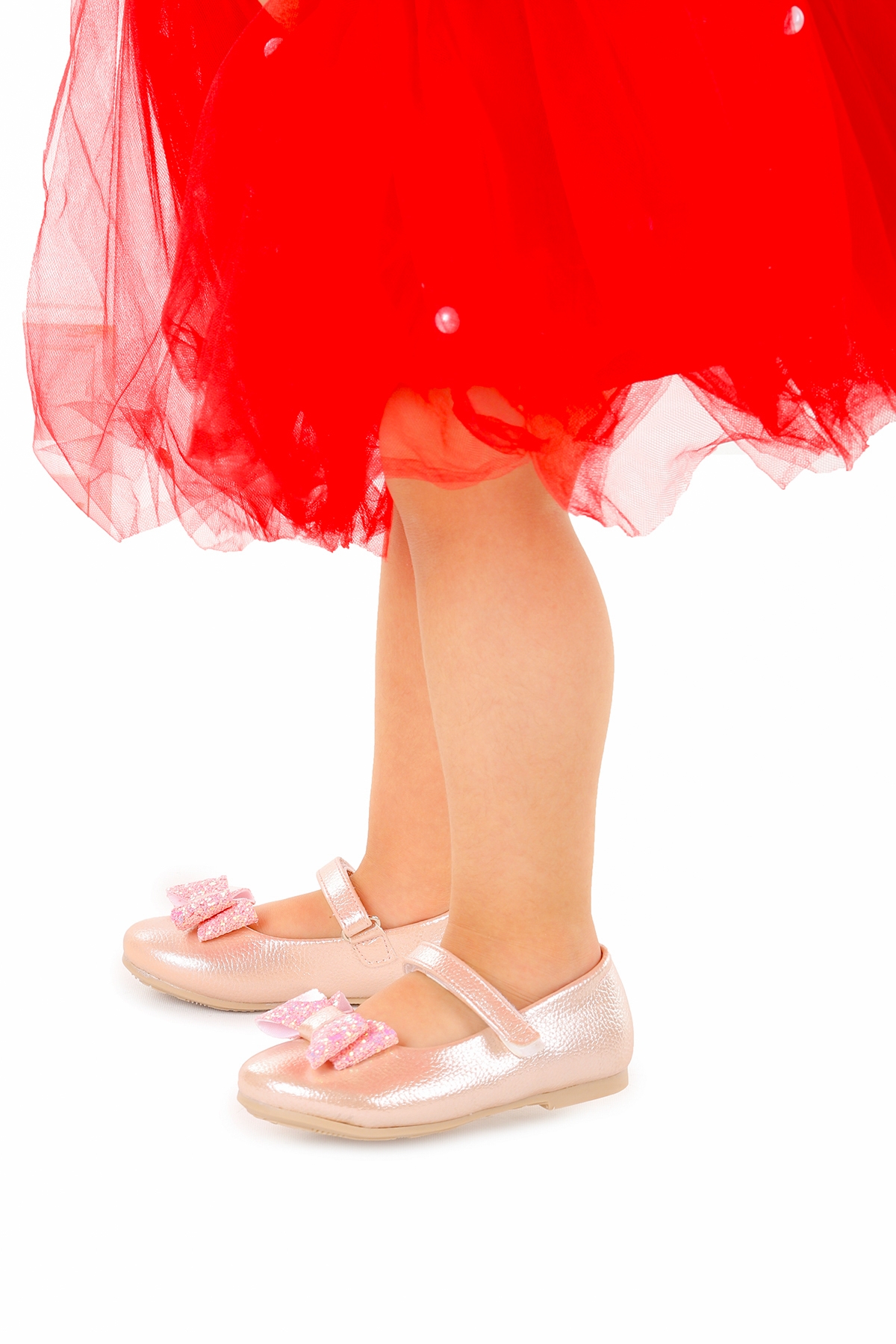 Cırtlı Fiyonklu Kız Çocuk Babet Ayakkabı Ege 200 Vakko Pudra - Görsel 4