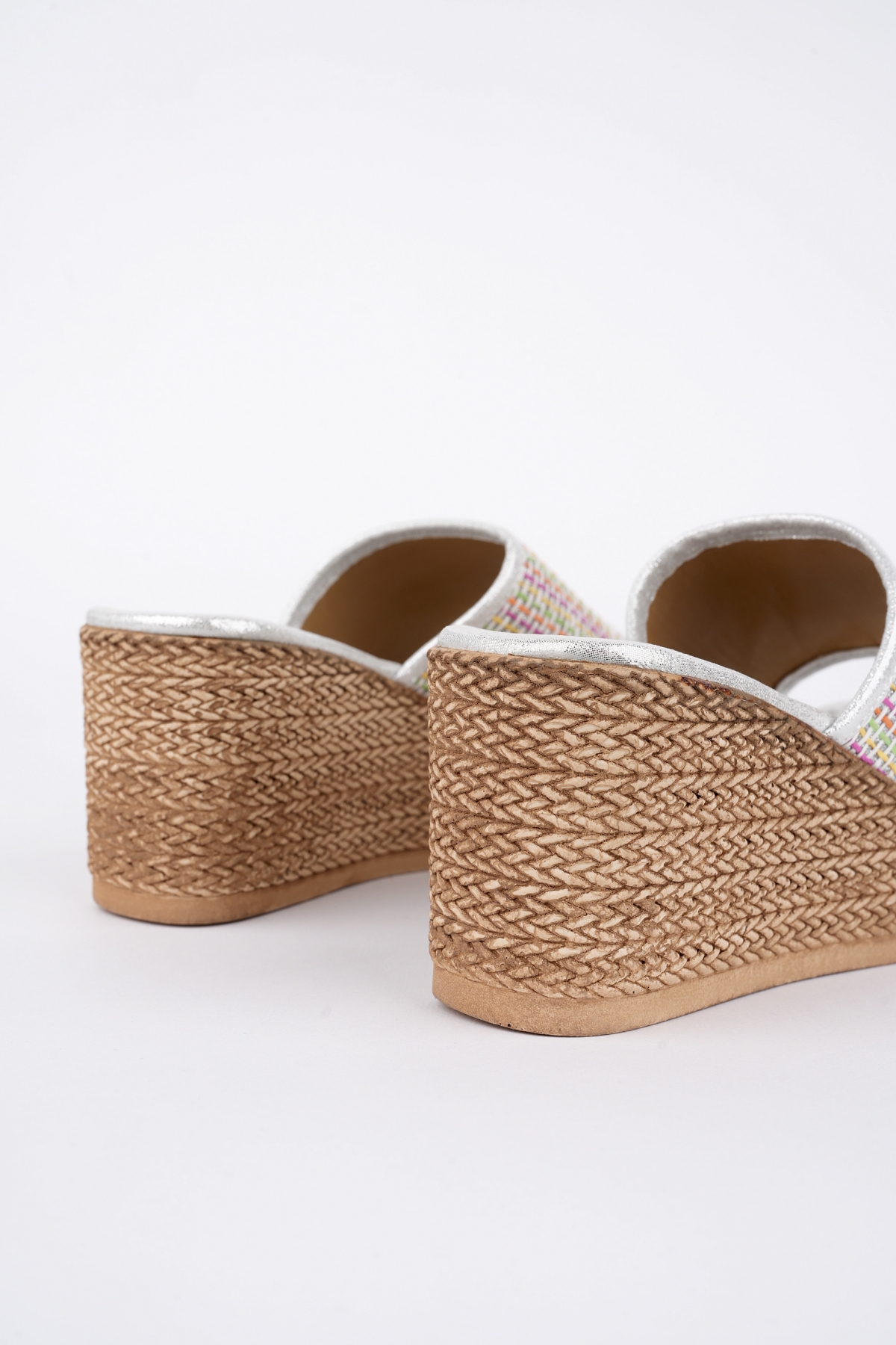 Kadın Garantili 7 cm Yüksek Topuk Platform taban Terlik Ppl.2002 Gümüş - Görsel 7