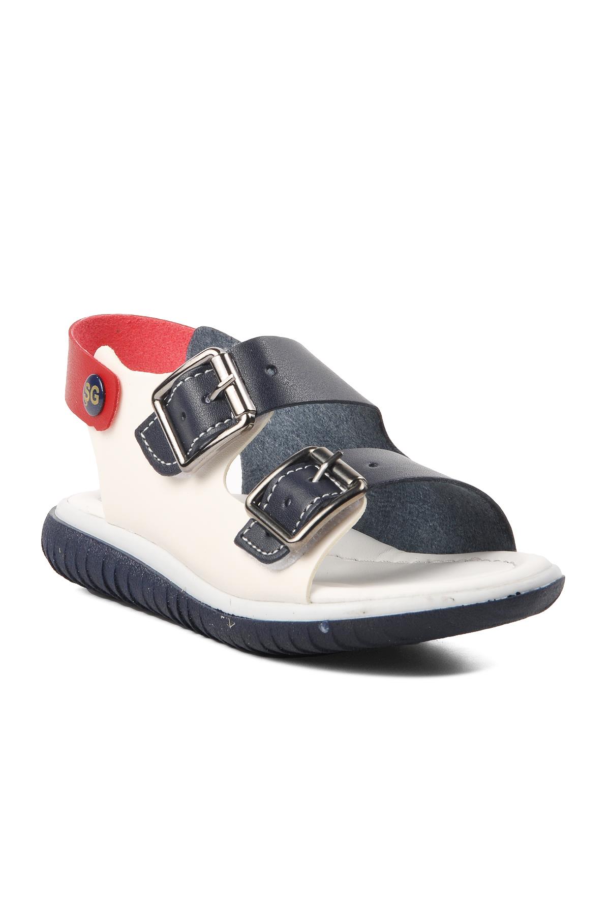 Şng 1530-P Lacivert-Beyaz-Kırmızı Erkek Çocuk Sandalet - Görsel 4