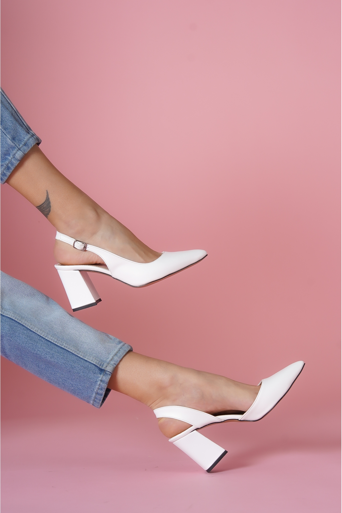 Sahra Beyaz Topuklu Günlük Kullanım Ayakkabı - Görsel 3