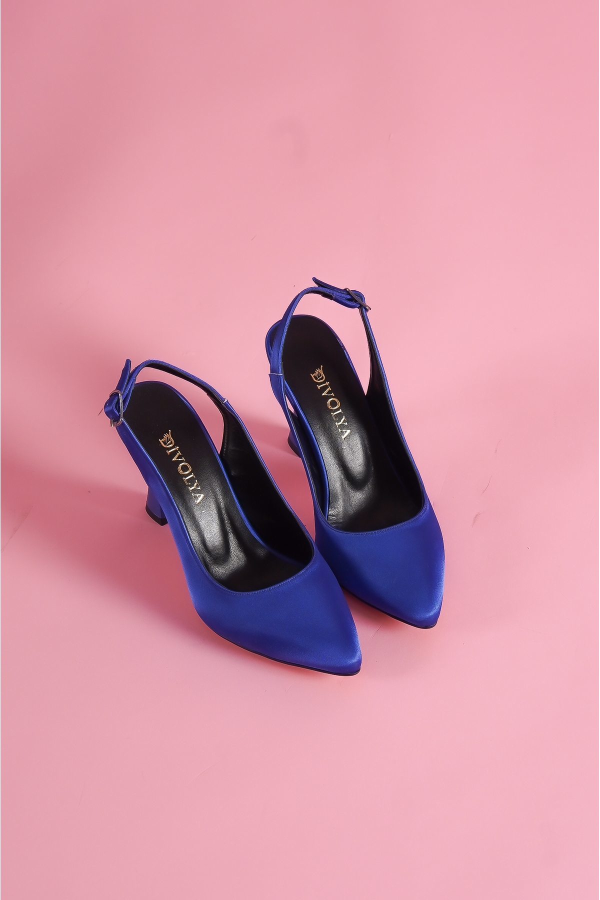Divolya Divolya Mavi Rozalinda Saks Saten Önü Sivri Günlük Kullanım Topuklu Ayakkabı Flo'da! Mavi - 4. görsel