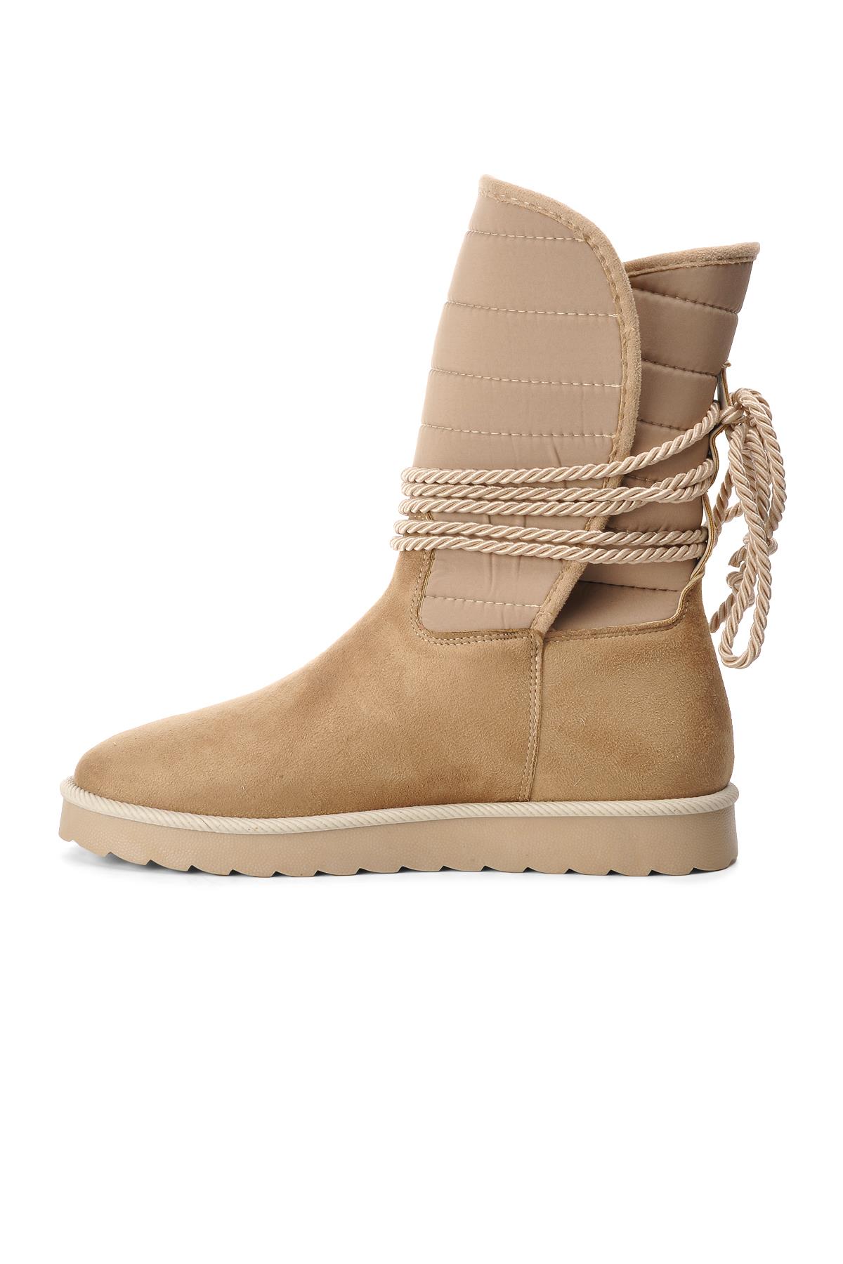 K706 Vizon Süet İçi Polarlı Kadın Bot - Görsel 3