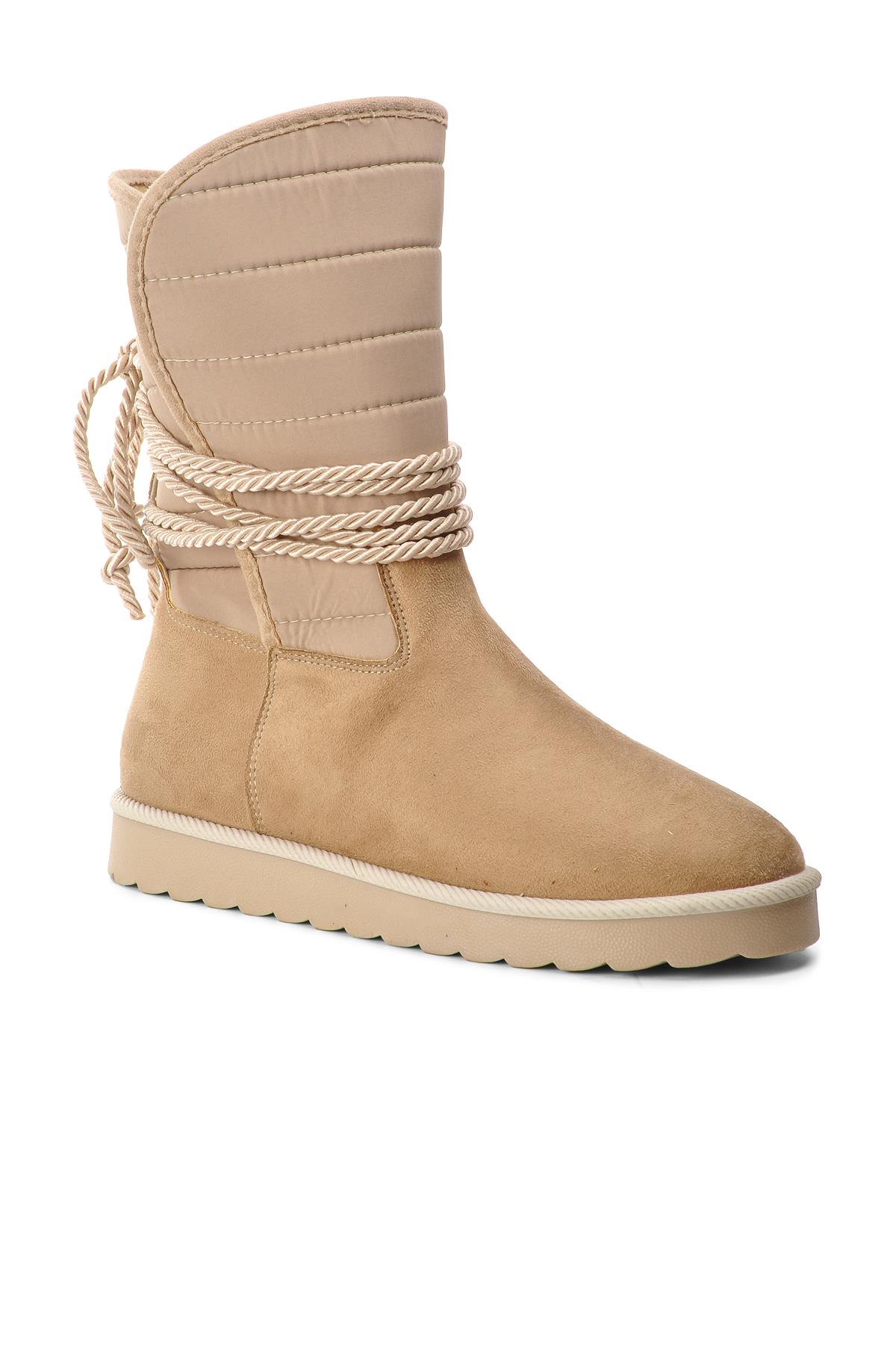 K706 Vizon Süet İçi Polarlı Kadın Bot - Görsel 4