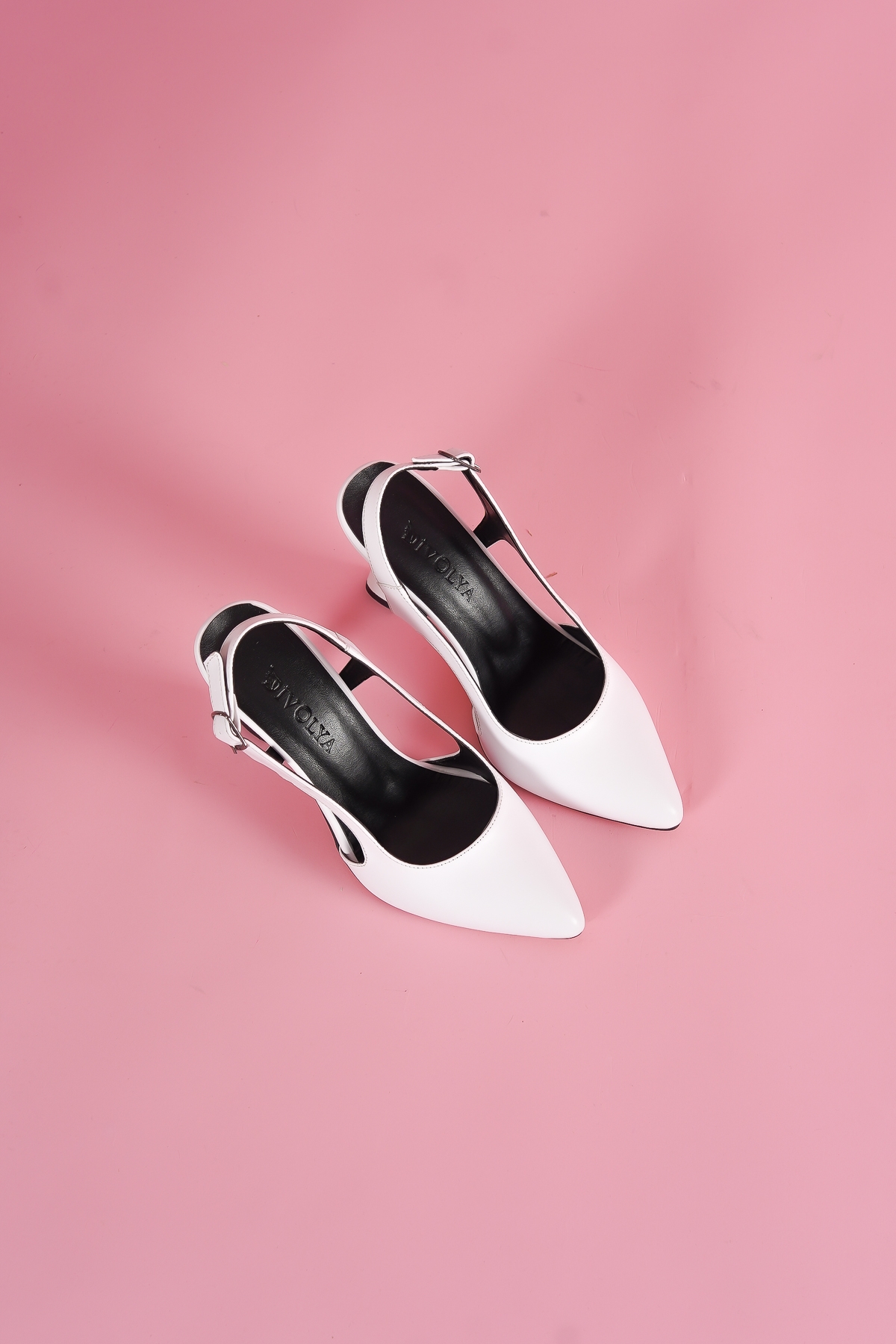 Duck Beyaz Yanları Açık Topuklu Ayakkabı - Görsel 4