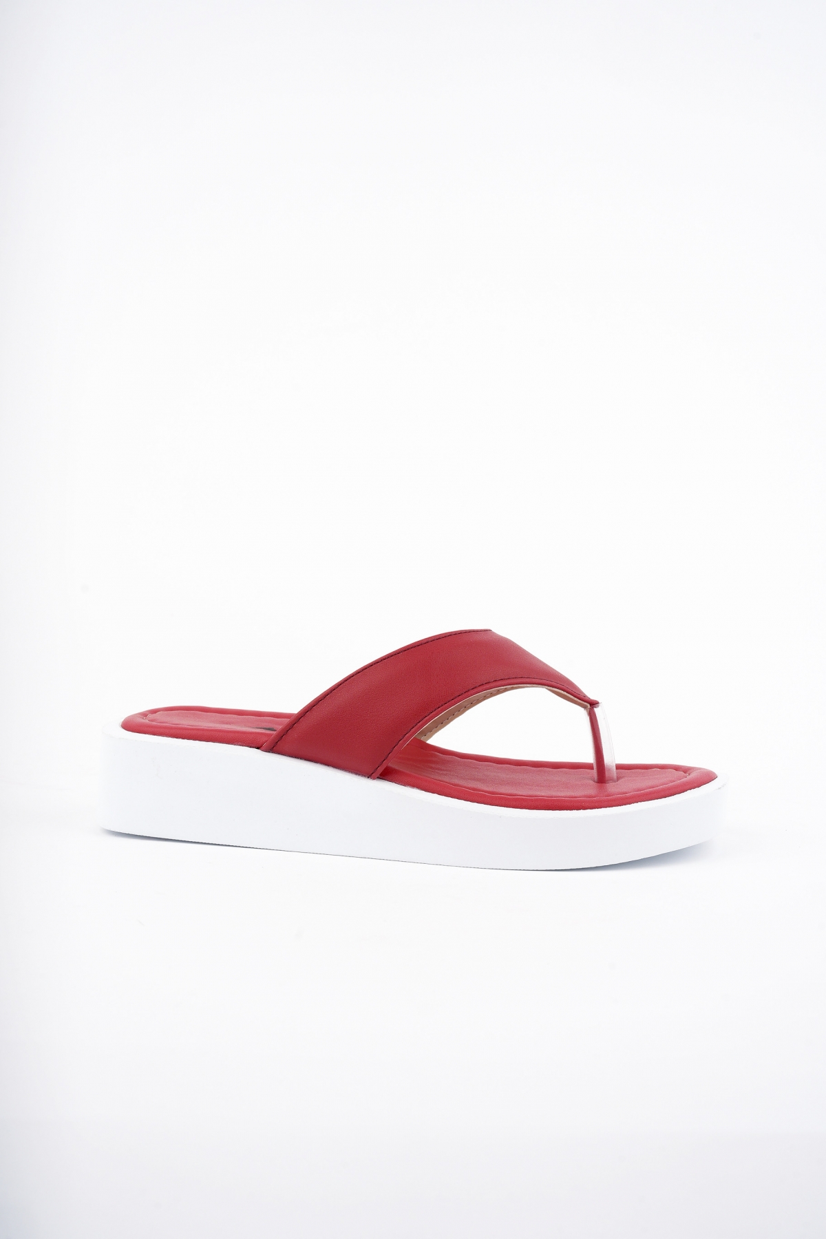 Kadın Garantili Hafif Esnek Poli Flatform Taban Parmak Arası Günlük Terlik PPL.5000 Kırmızı - Görsel 5