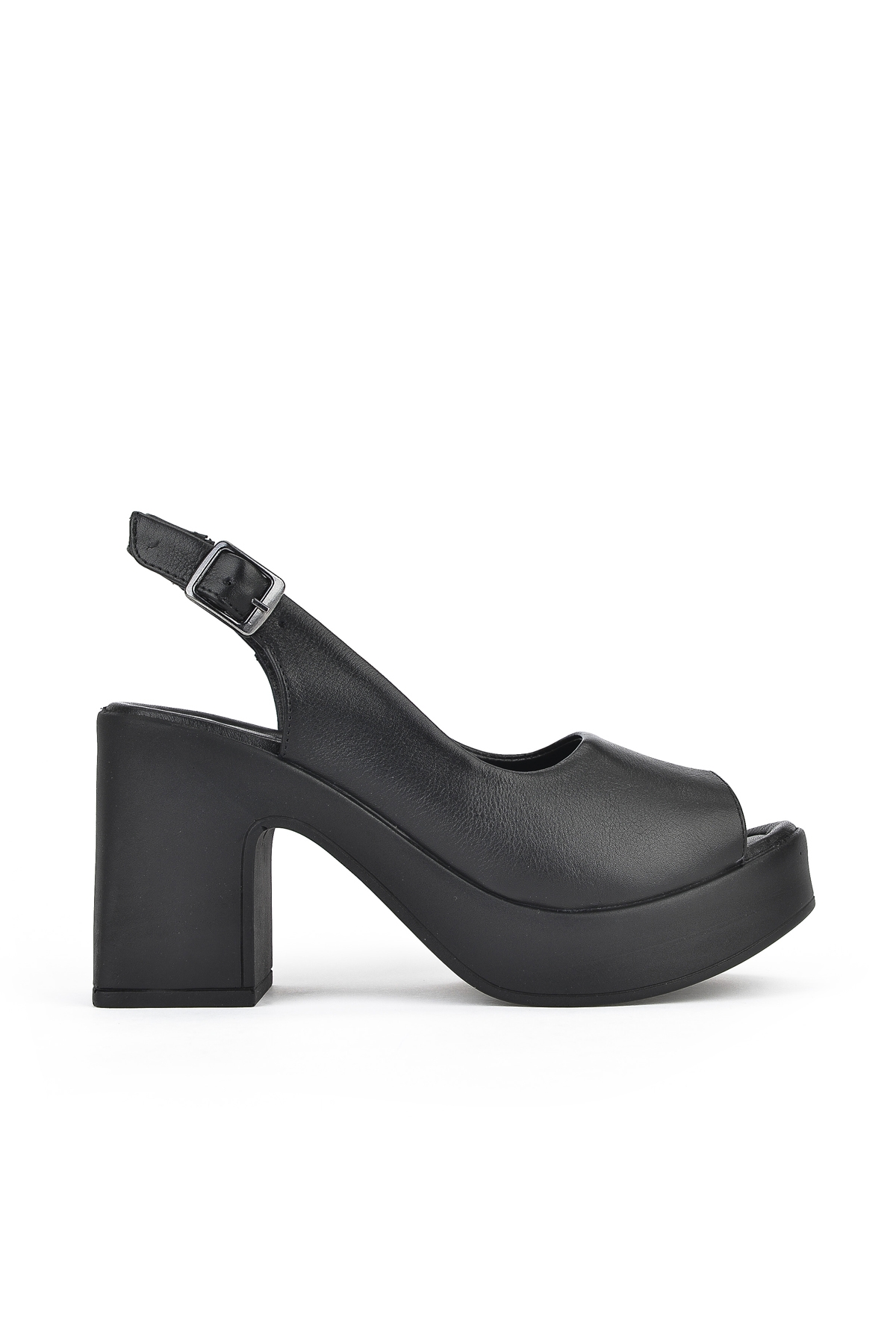 Kadın Hakiki Deri Topuklu Sandalet 141992Z28003 Siyah - Görsel 3