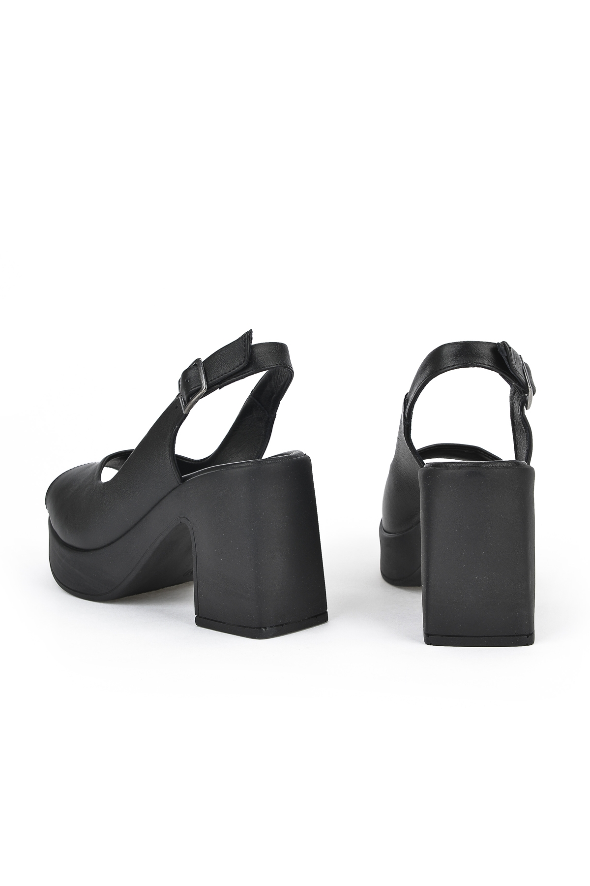 Kadın Hakiki Deri Topuklu Sandalet 141992Z28003 Siyah - Görsel 5