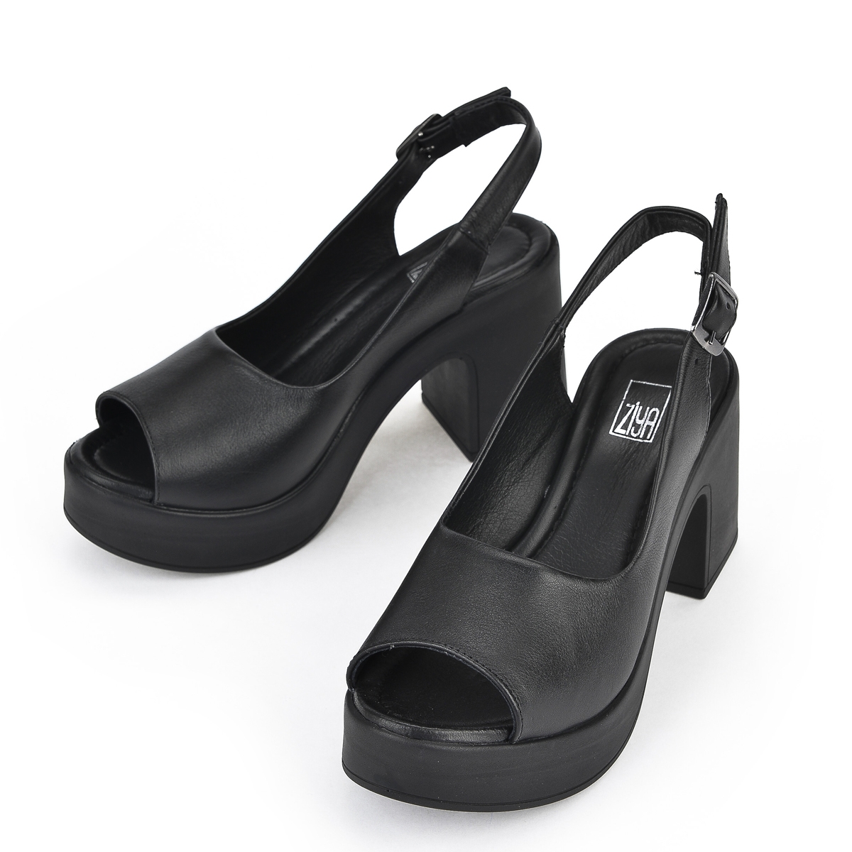 Kadın Hakiki Deri Topuklu Sandalet 141992Z28003 Siyah - Görsel 7