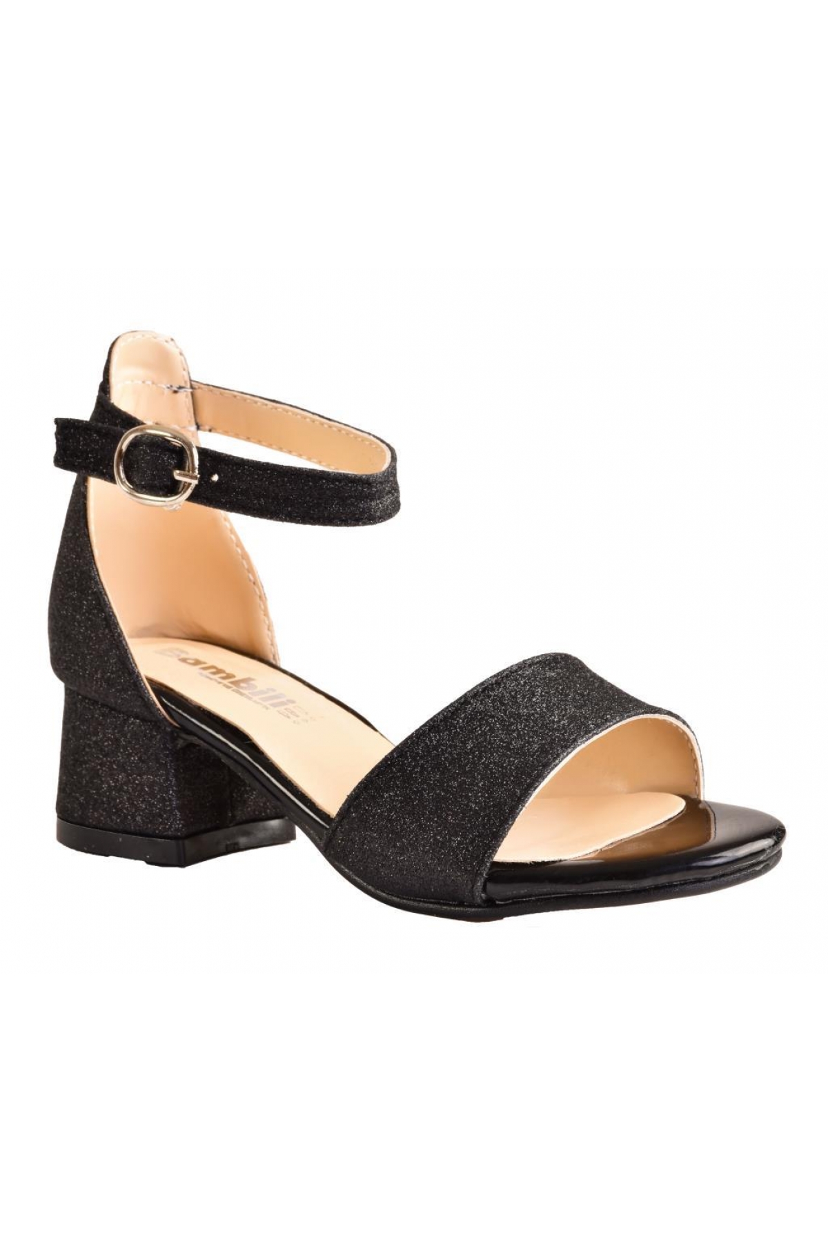 Genç Kız Çocuk Bilekten Bağlamalı Topuklu Simli Abiye Ayakkabı - Görsel 3