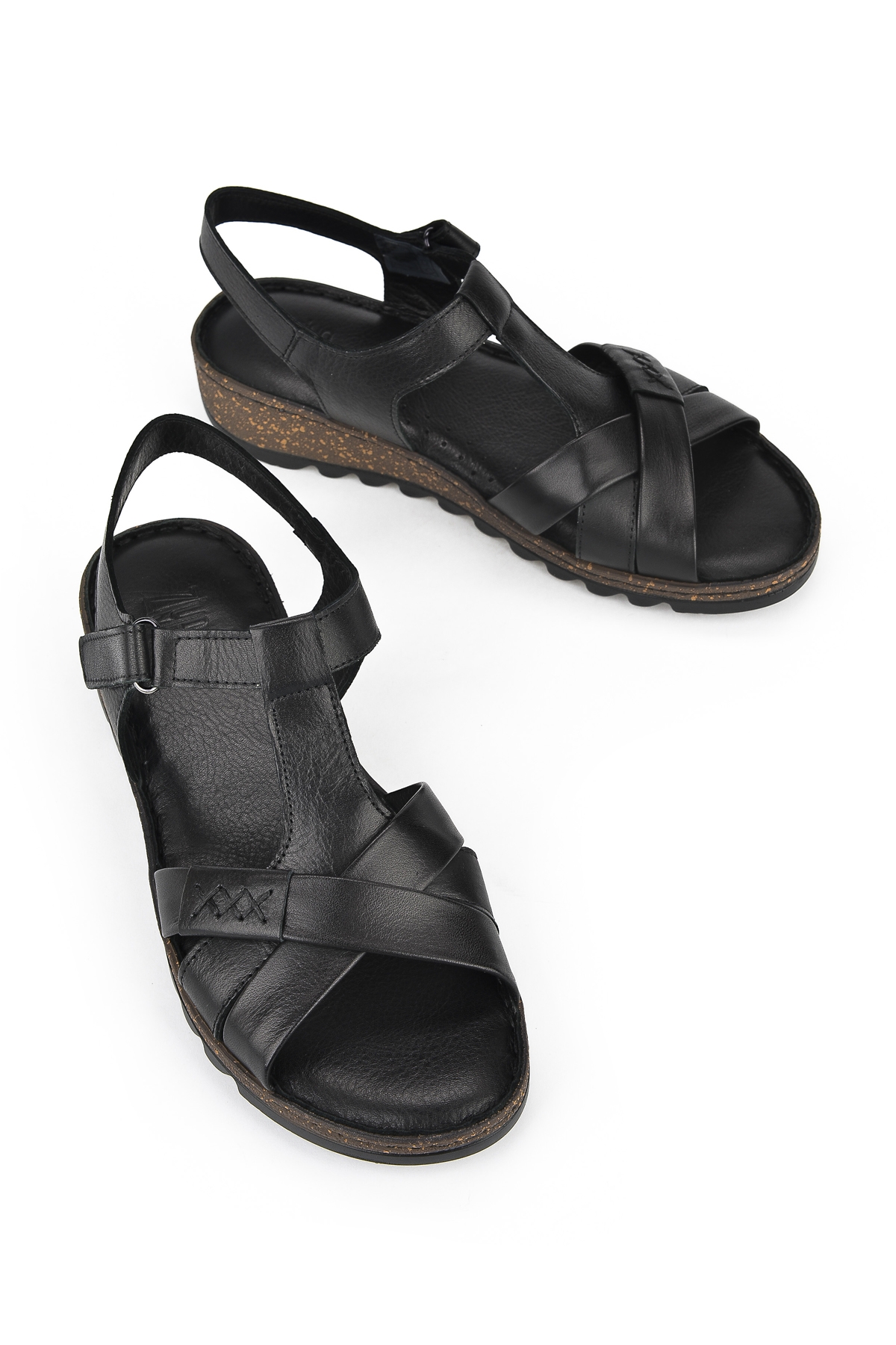 Kadın Hakiki Deri Sandalet 1411008Z207 Siyah - Görsel 5