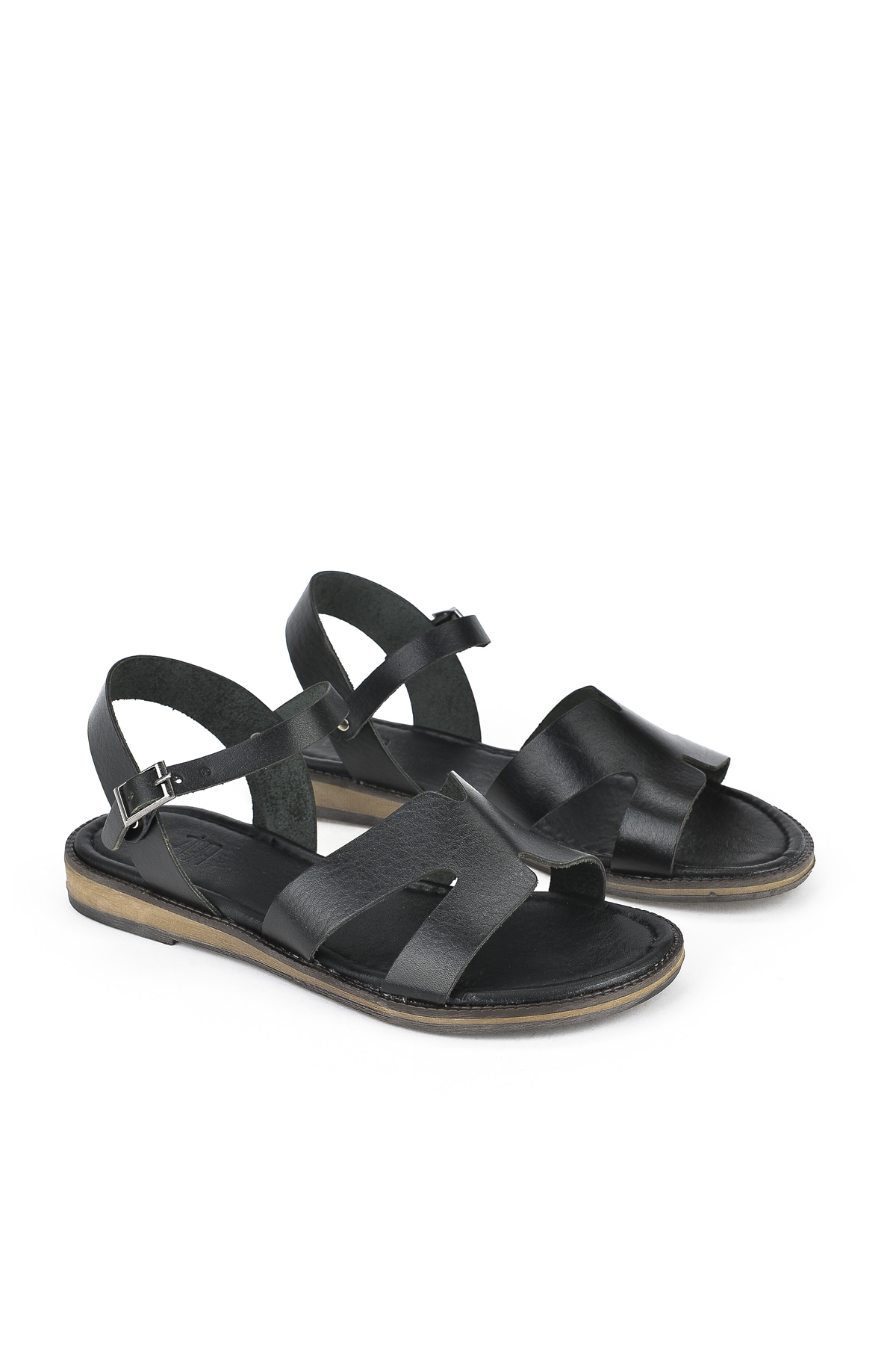 Kadın Hakiki Deri Sandalet 1411010Z436 Siyah - Görsel 3