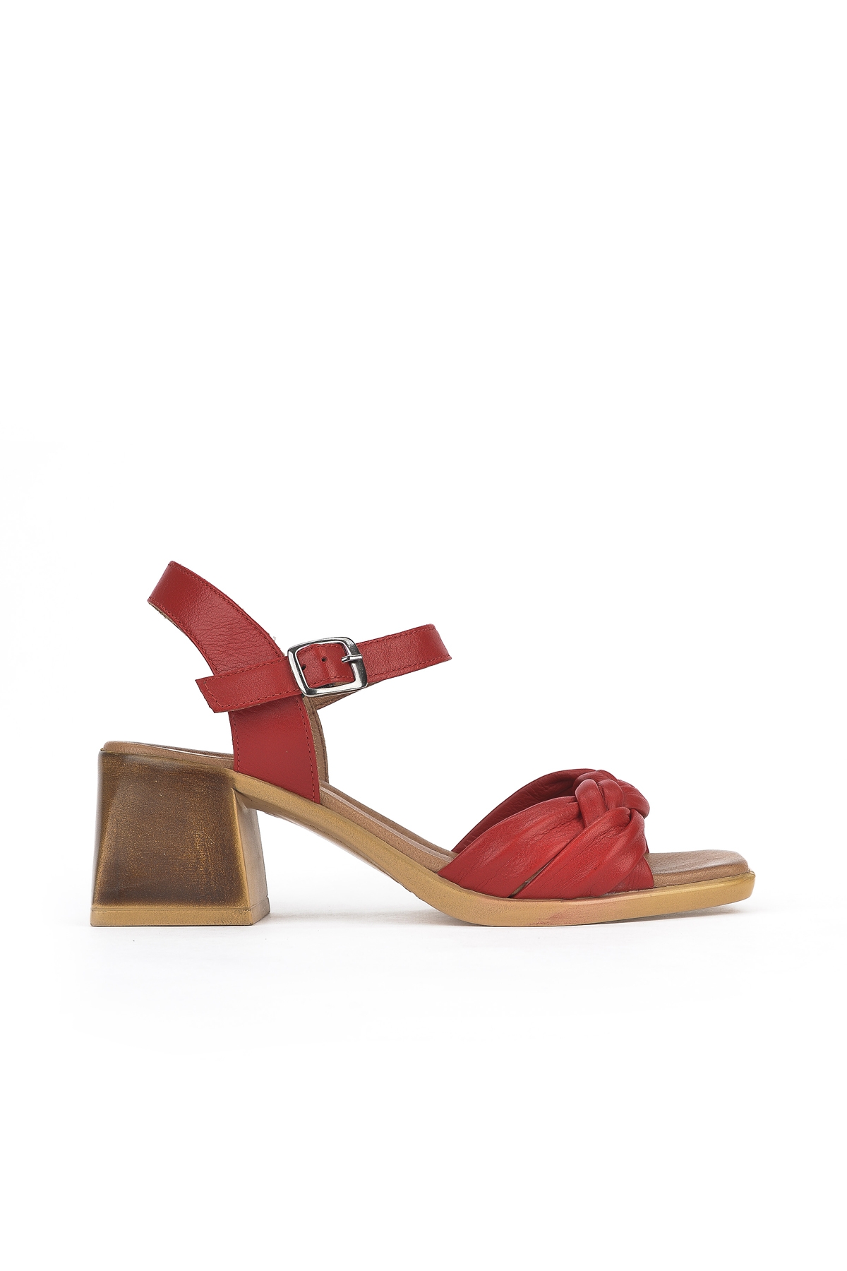 Kadın Hakiki Deri Topuklu Sandalet 141992Z19001 Kırmızı - Görsel 4