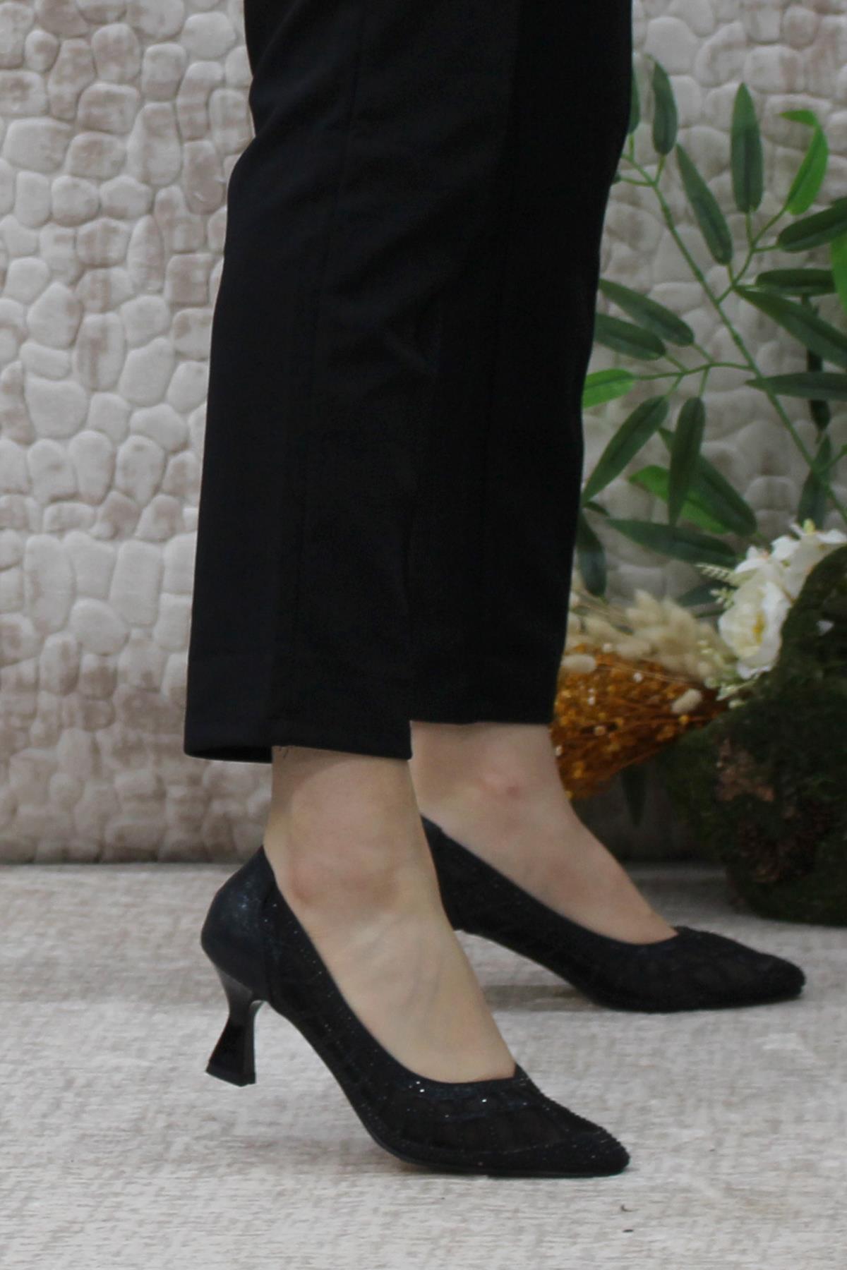 5432 Dantalli Taşlı Topuklu Kadın Ayakkabı - Görsel 2