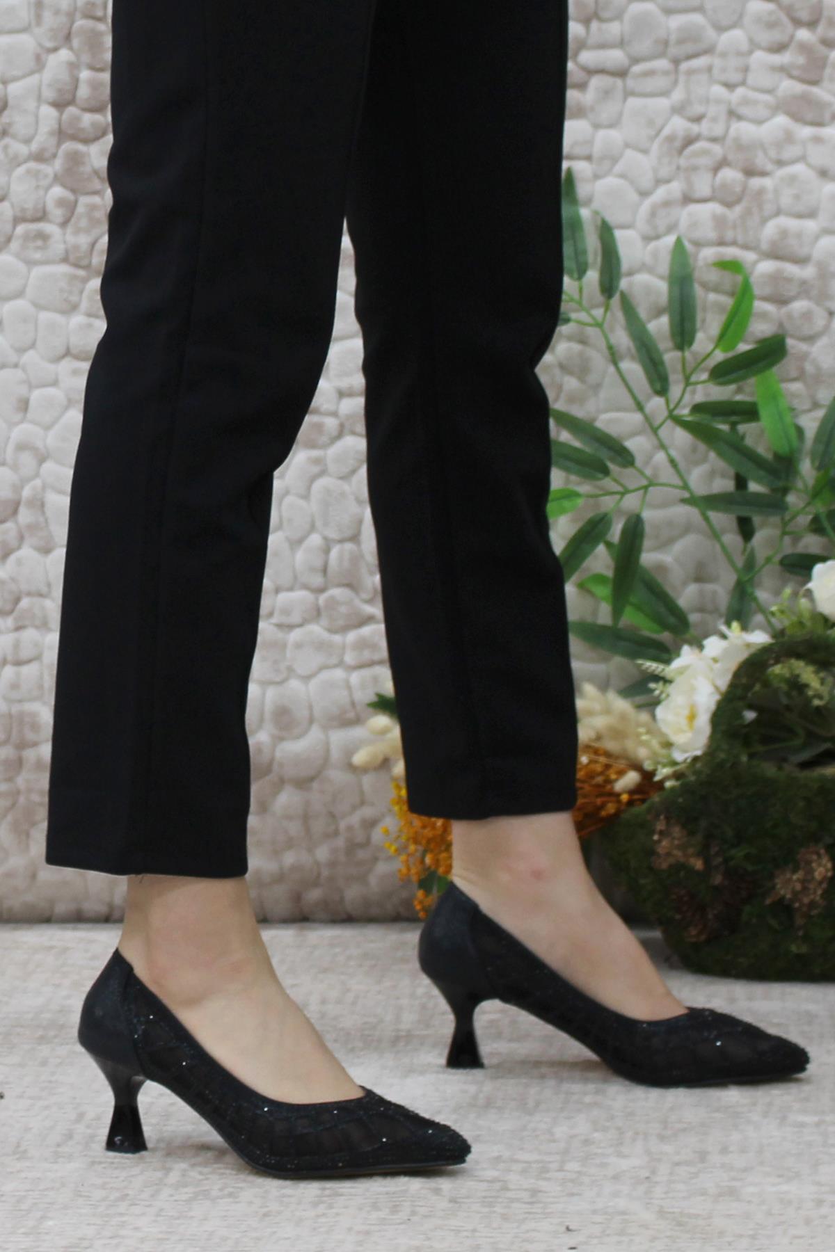 5432 Dantalli Taşlı Topuklu Kadın Ayakkabı - Görsel 3