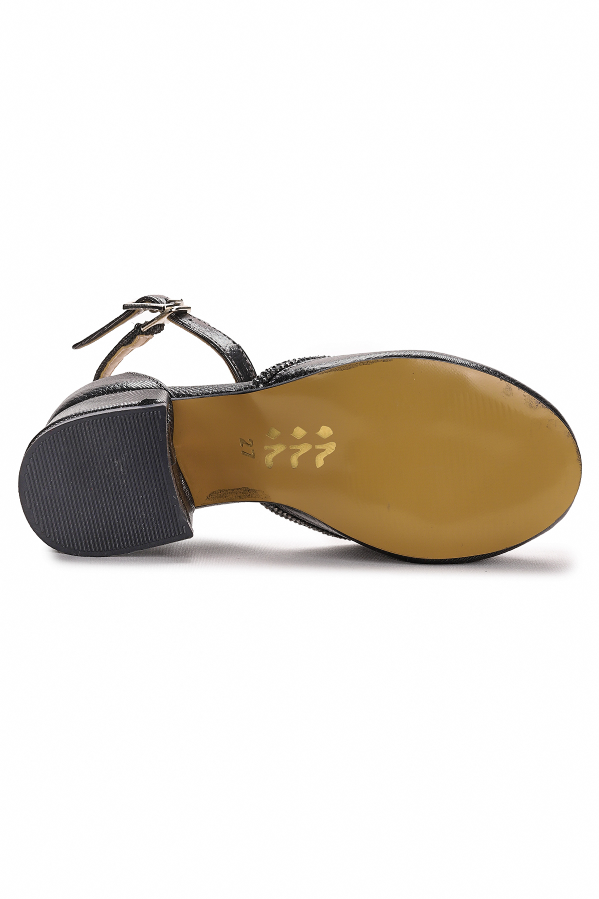 Ressa Taşlı Kız Çocuk 5 Cm Topuklu Sandalet Abiye Ayakkabı Platin - Görsel 6