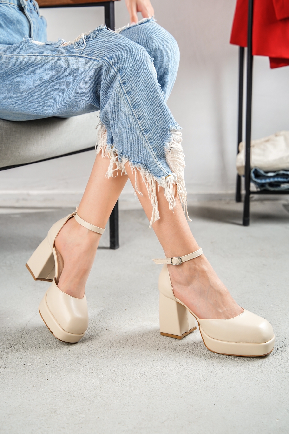 Serra Bej Platform Topuklu Günlük Ayakkabı - Görsel 4