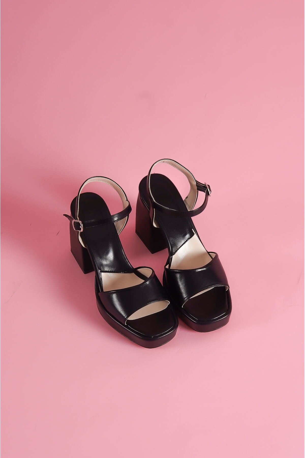 Fell Siyah Cilt Saten Platform Topuklu Günlük Ayakkabı - Görsel 5