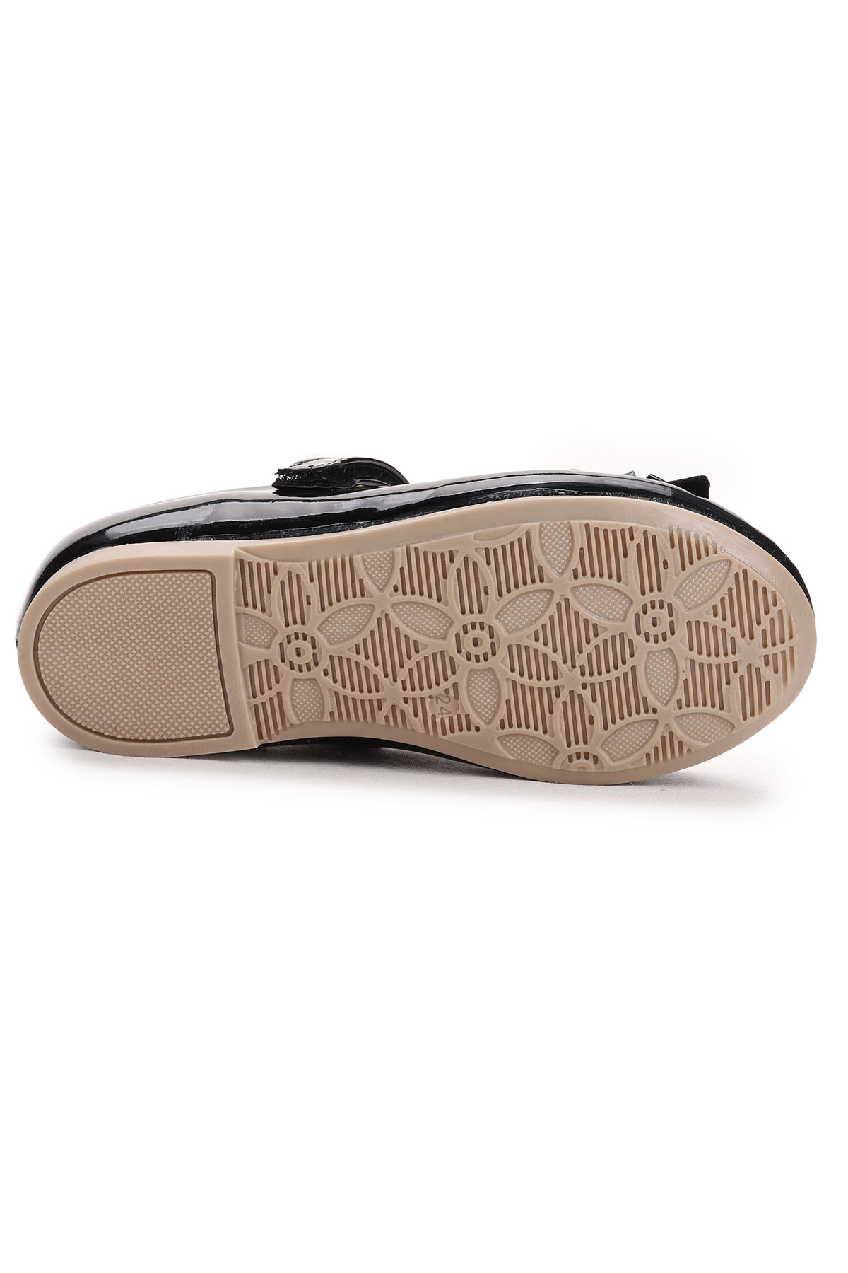 Cırtlı Kum Sim Fiyonklu Kız Çocuk Babet Ayakkabı Ege 202 Rugan Siyah - Görsel 7