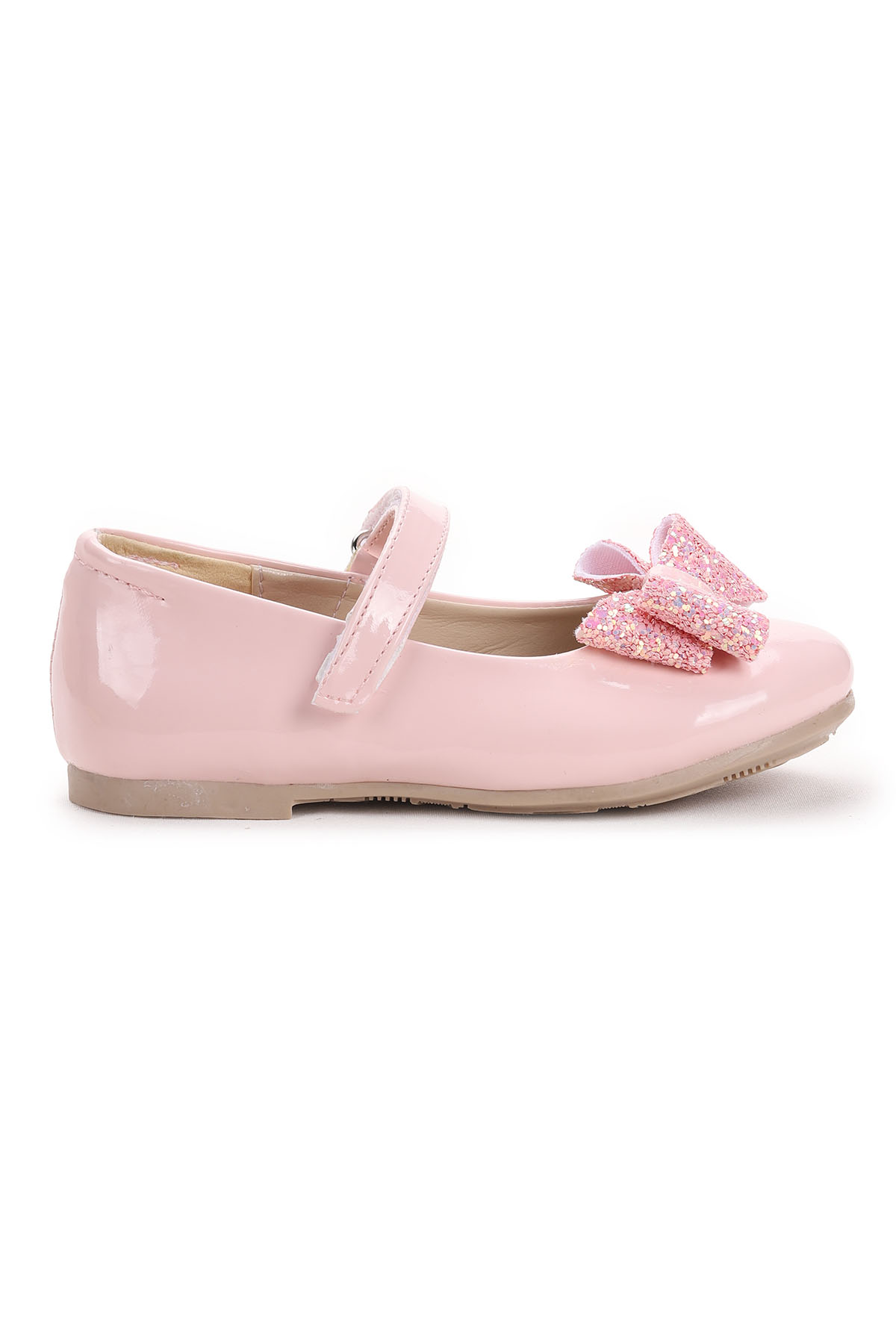 Cırtlı Fiyonklu Kız Çocuk Babet Ayakkabı Ege 200 Rugan Pudra - Görsel 5
