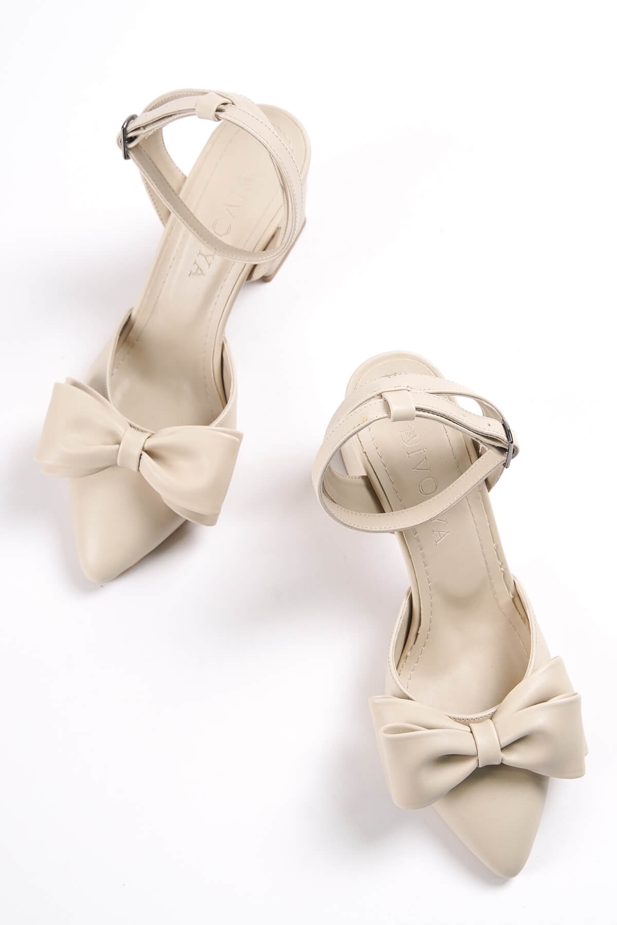 Derin Bej Cilt Fiyonklu Topuklu Günlük Ayakkabı - Görsel 3