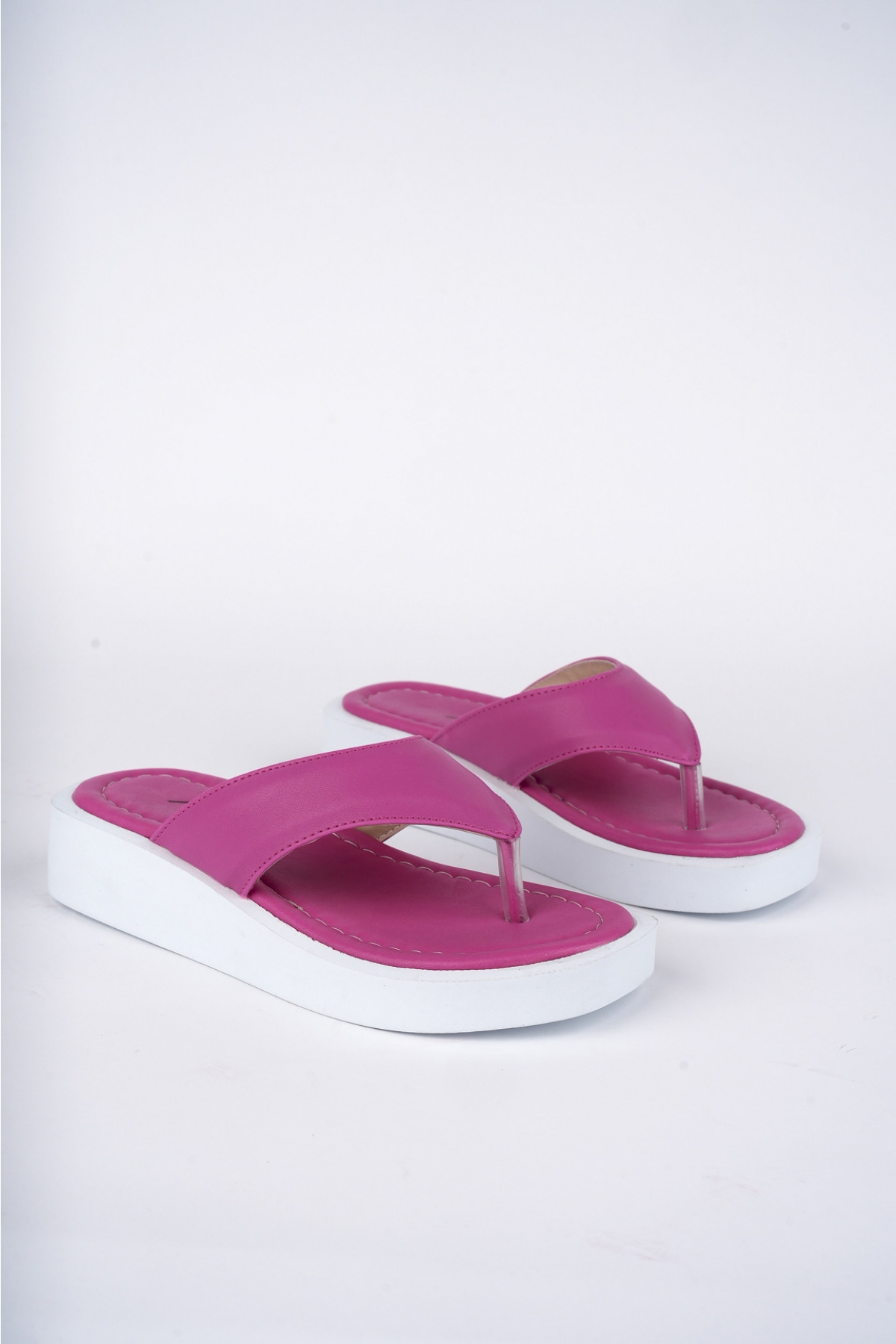 Kadın Garantili Hafif Esnek Poli Flatform Taban Parmak Arası Günlük Terlik PPL.5000 Fuşya - Görsel 5
