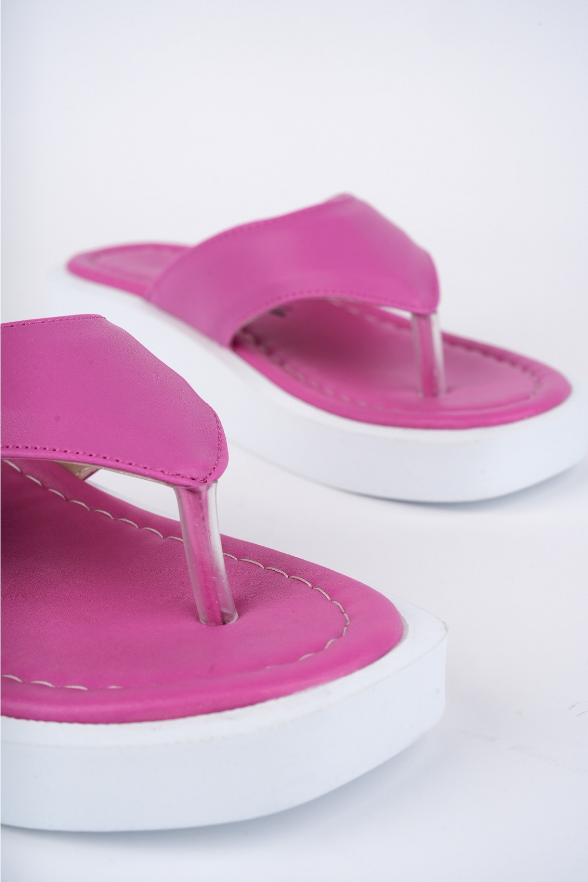 Kadın Garantili Hafif Esnek Poli Flatform Taban Parmak Arası Günlük Terlik PPL.5000 Fuşya - Görsel 6