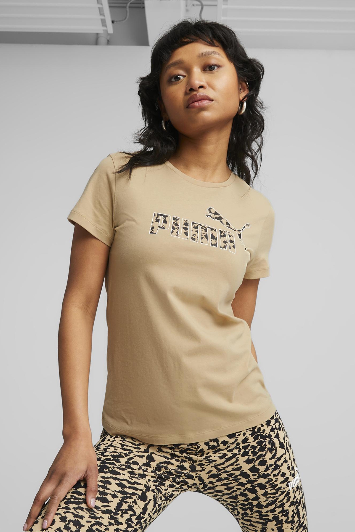 ESS+ Dune Flo Sand T-Shirt | Kısa Kadın 101816566 Bej Tee Kol Puma ANIMAL