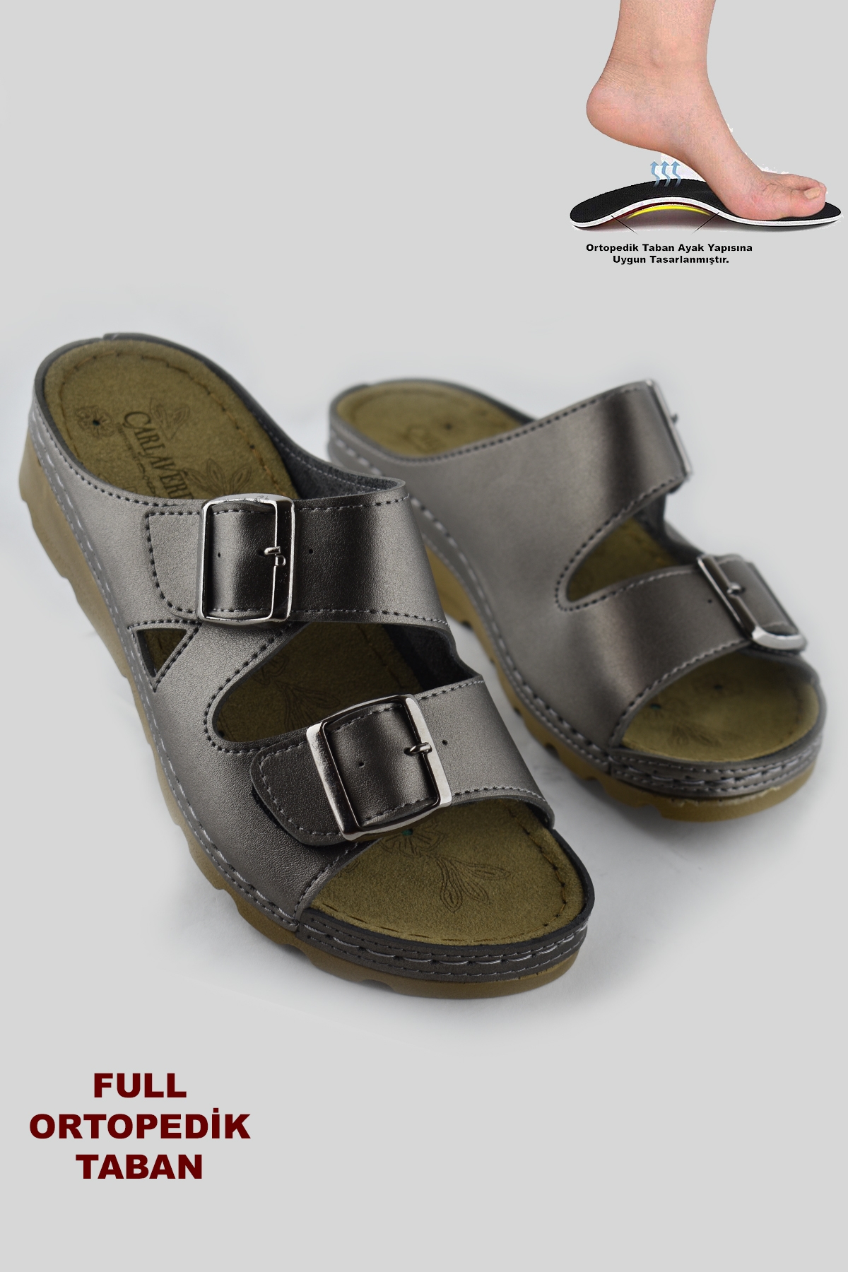 Ayakkabı Burada 160117 Carlaverde Tam Ortopedik Kadın Terlik Günlük Kadın Terlik - Görsel 3