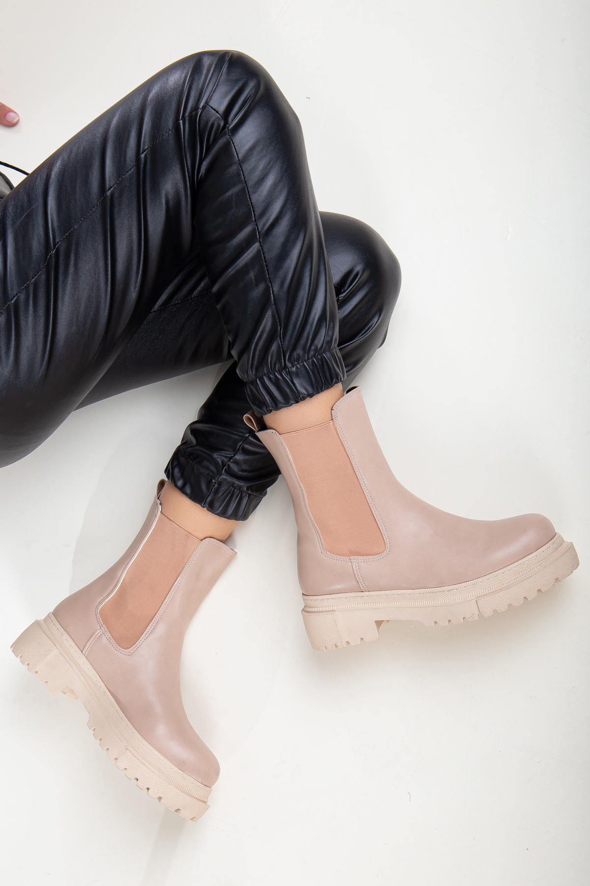 D1850 Kadın Yanı Lastikli Ortopedik Bot Bootie_Nut - Görsel 3