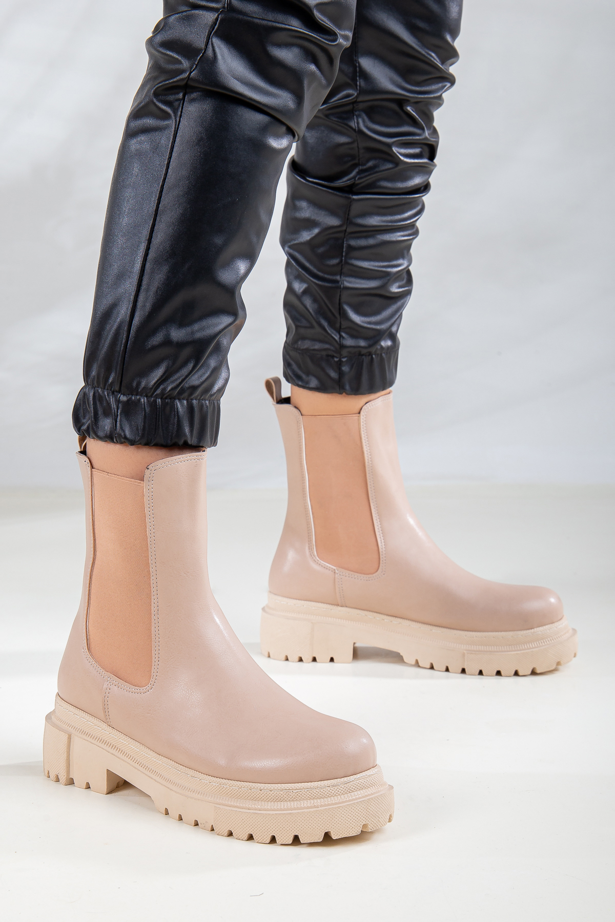 D1850 Kadın Yanı Lastikli Ortopedik Bot Bootie_Nut - Görsel 5