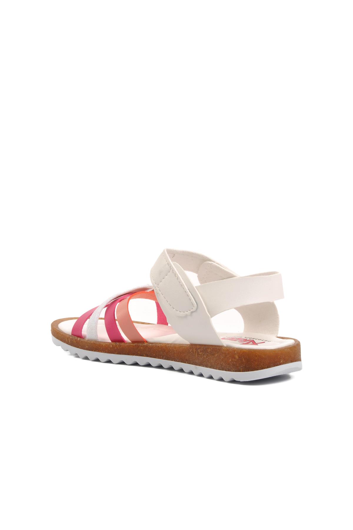 Arz 1100-F Beyaz-Fuşya-Pembe Kız Çocuk Sandalet - Görsel 5