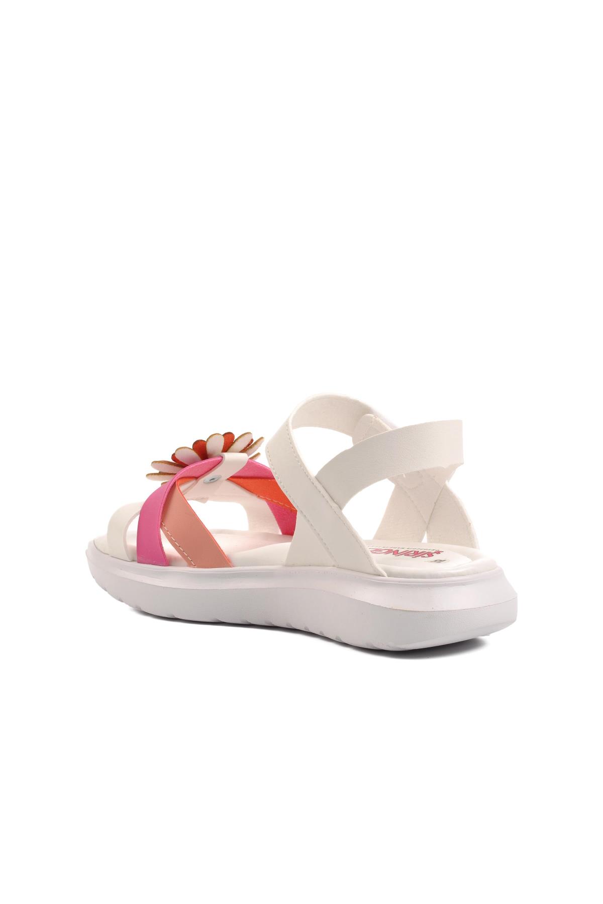Şng 8010-F Beyaz-Fuşya-Pembe Kız Çocuk Sandalet - Görsel 5