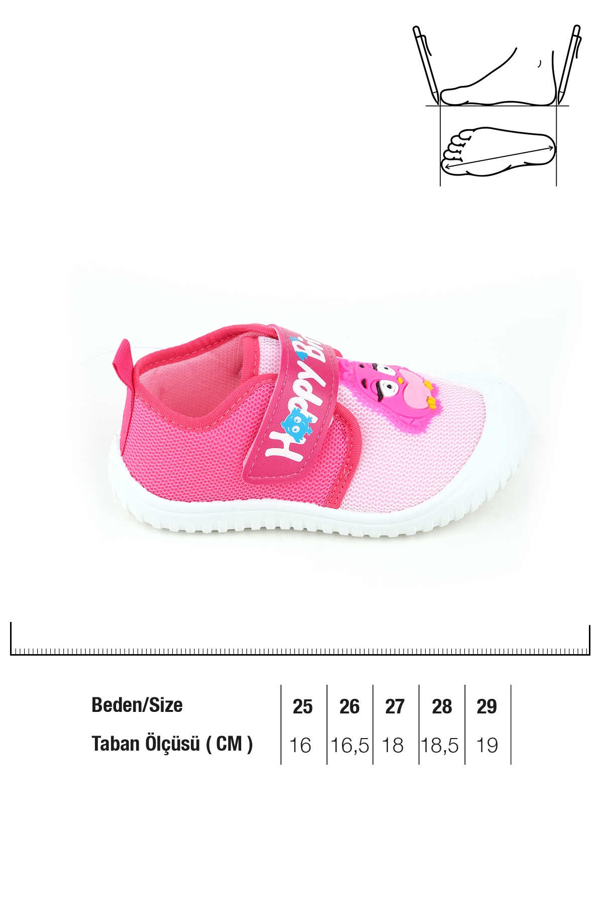 Yazlık Kız Çocuk Keten Happy Bird Cırt Cırtlı Ayarlanabilir Ayakkabı - Görsel 5