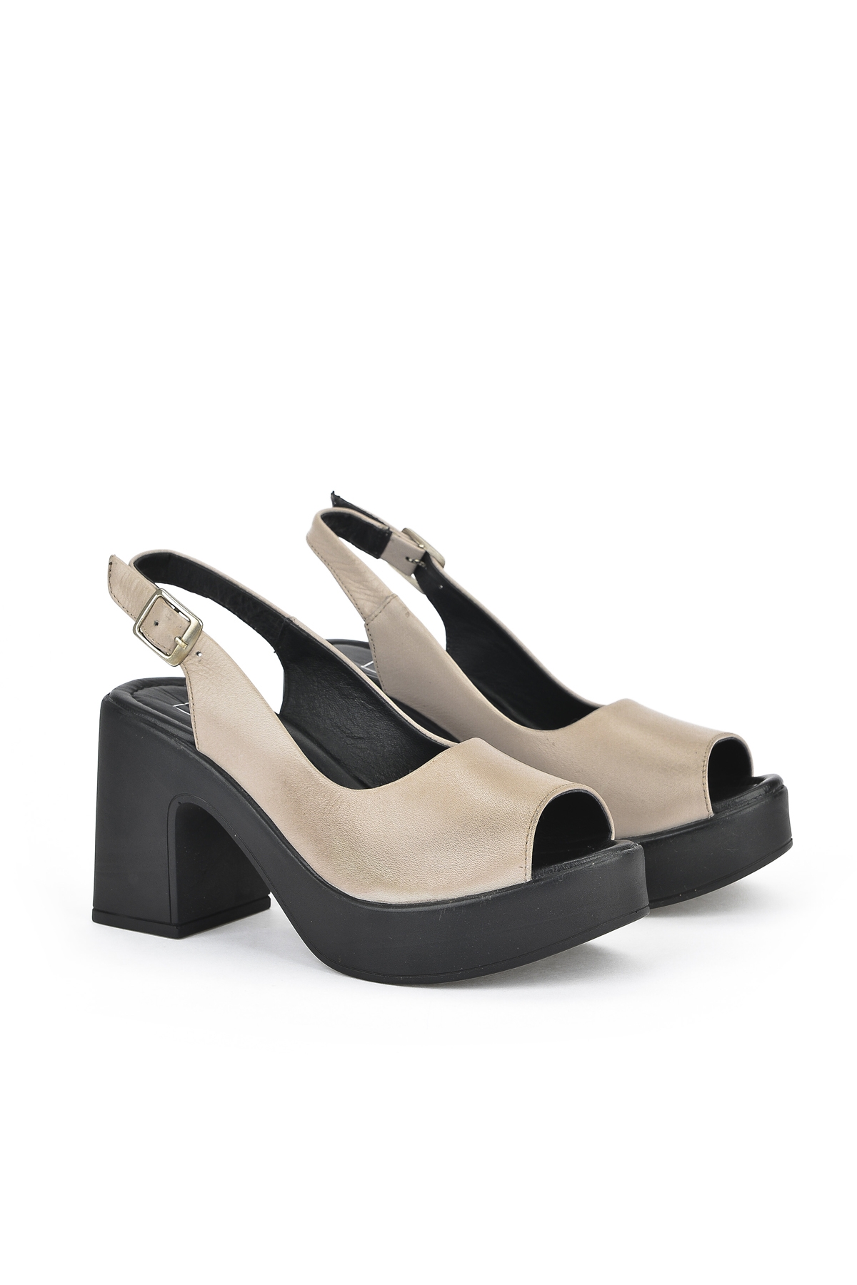 Kadın Hakiki Deri Topuklu Sandalet 141992Z28003 Buz - Görsel 3