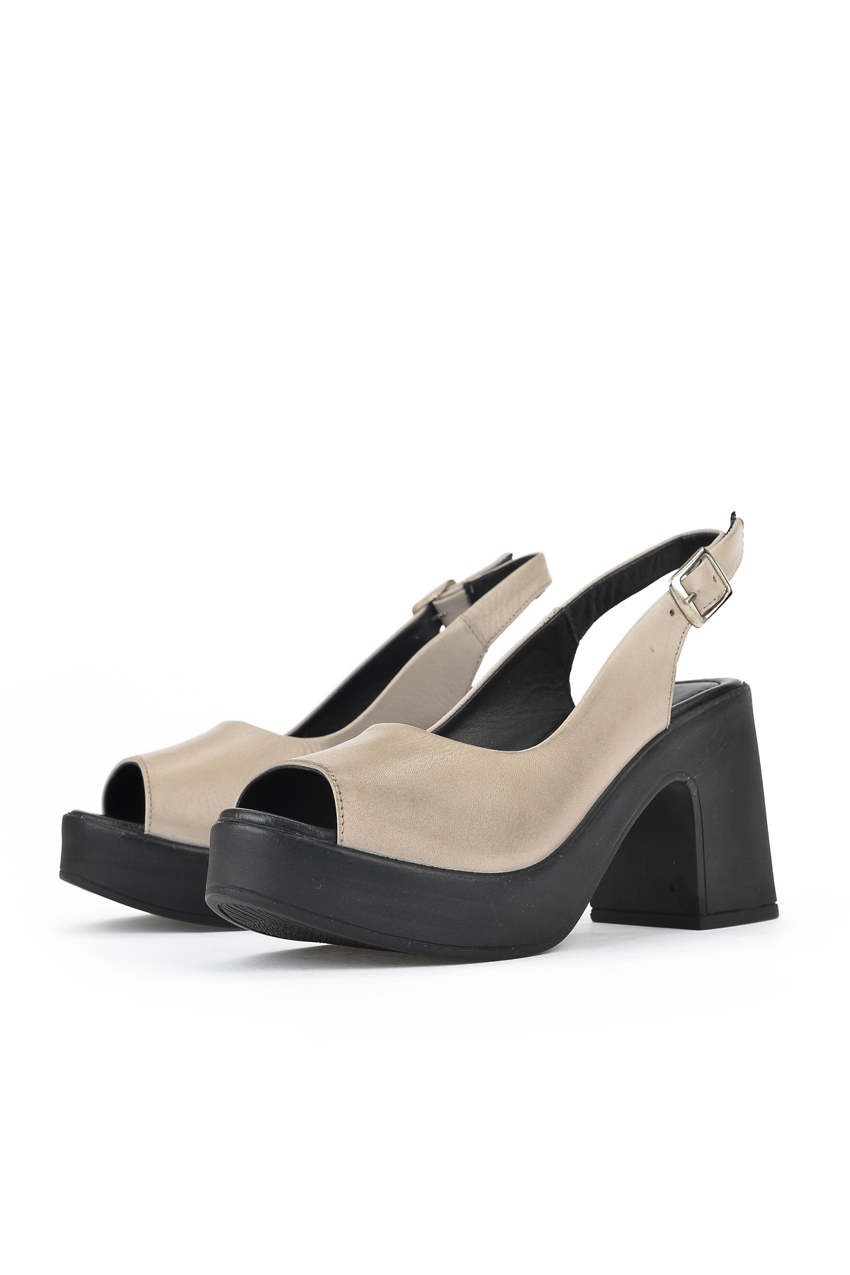 Kadın Hakiki Deri Topuklu Sandalet 141992Z28003 Buz - Görsel 5