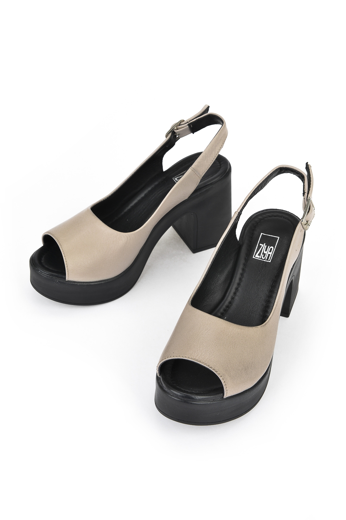 Kadın Hakiki Deri Topuklu Sandalet 141992Z28003 Buz - Görsel 6