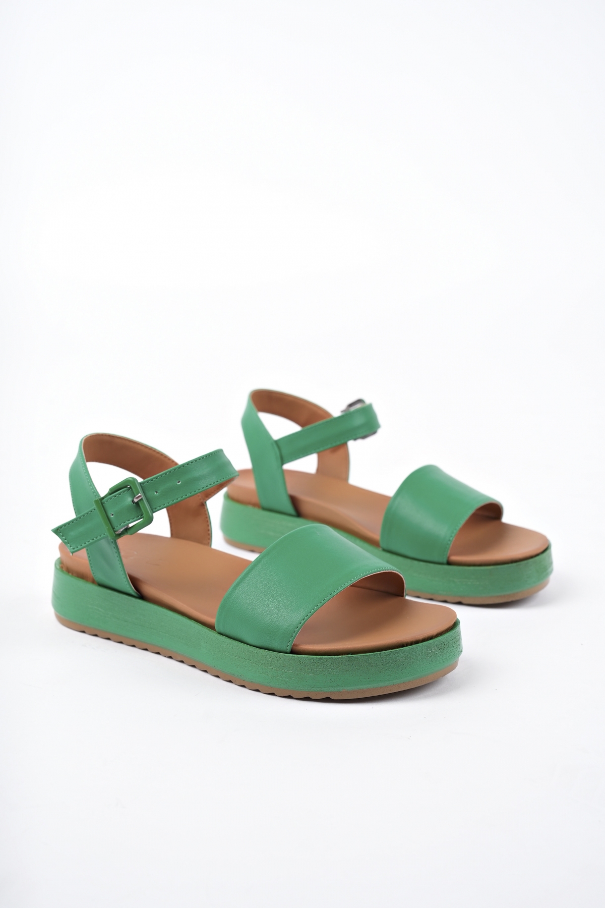 Kadın Garantili Çok Hafif Rahat 4 cm Topuk Eva Taban Platform Sandalet Mint - Görsel 7