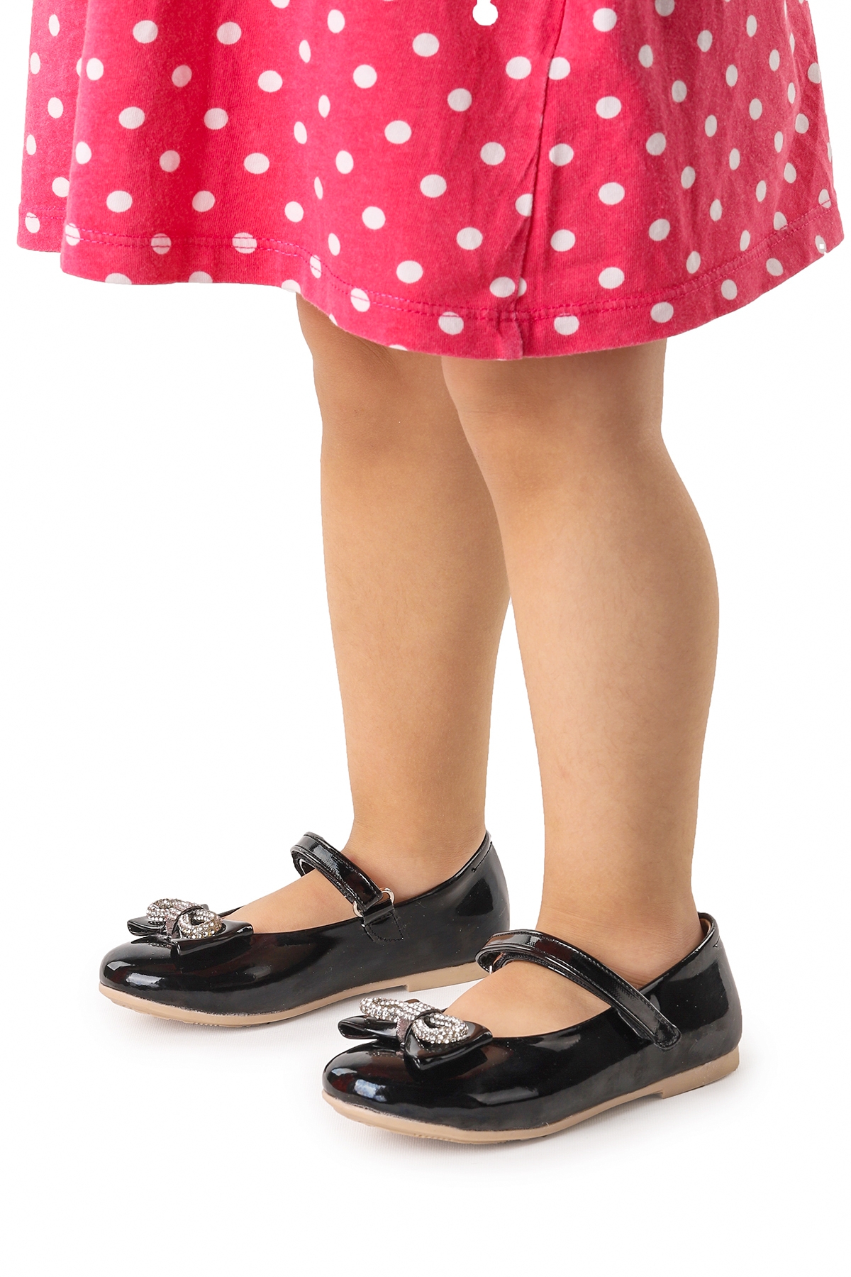 Bowtie Papyon Taşlı Cırtlı Kız Çocuk Babet Ayakkabı Siyah - Görsel 3