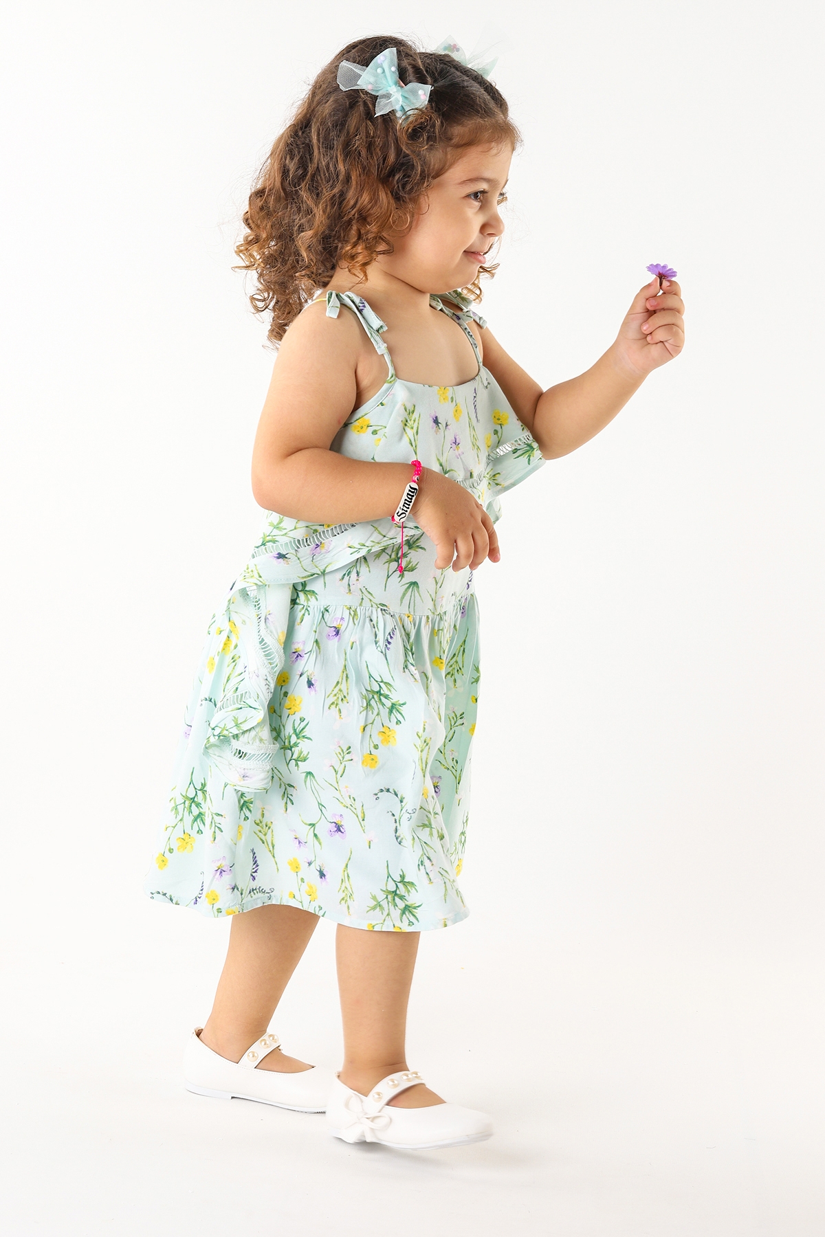 Bareti İncili Cırtlı Kız Çocuk Babet Ayakkabı Beyaz - Görsel 5