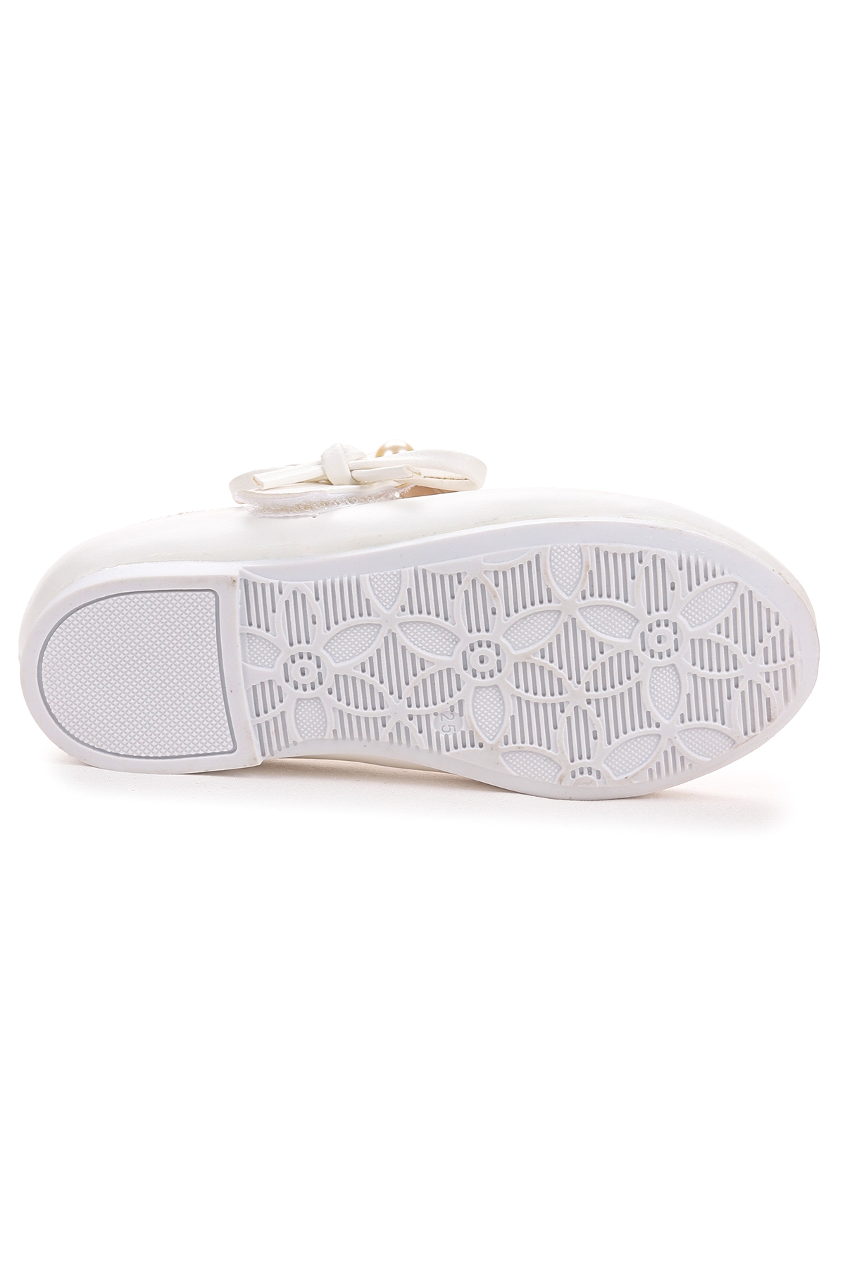 Bareti İncili Cırtlı Kız Çocuk Babet Ayakkabı Beyaz - Görsel 8