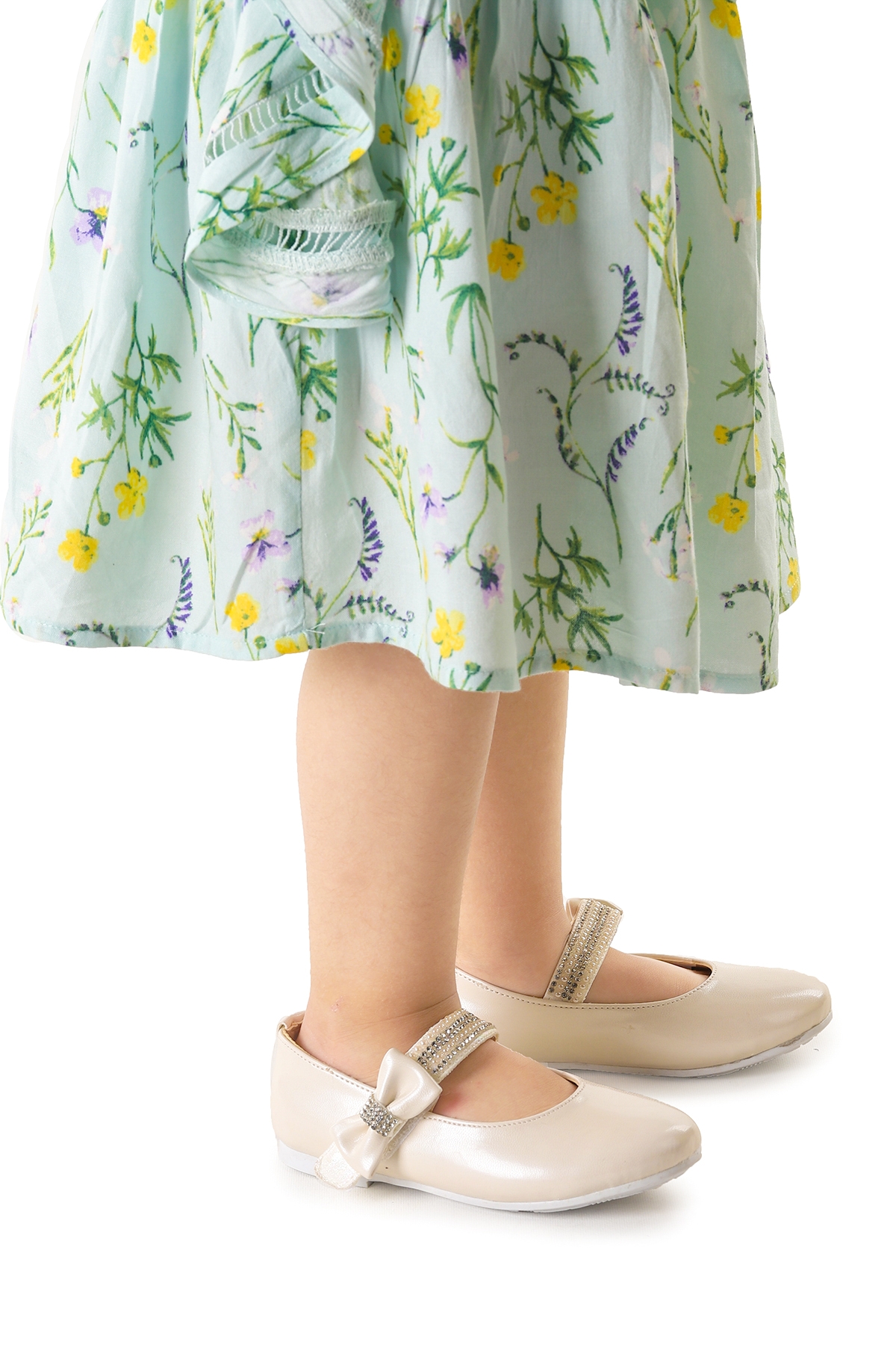 Cerry Cırtlı Kız Çocuk Taşlı Babet Ayakkabı Sedef - Görsel 2