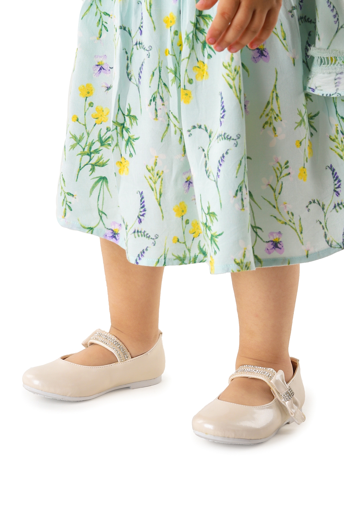 Cerry Cırtlı Kız Çocuk Taşlı Babet Ayakkabı Sedef - Görsel 3