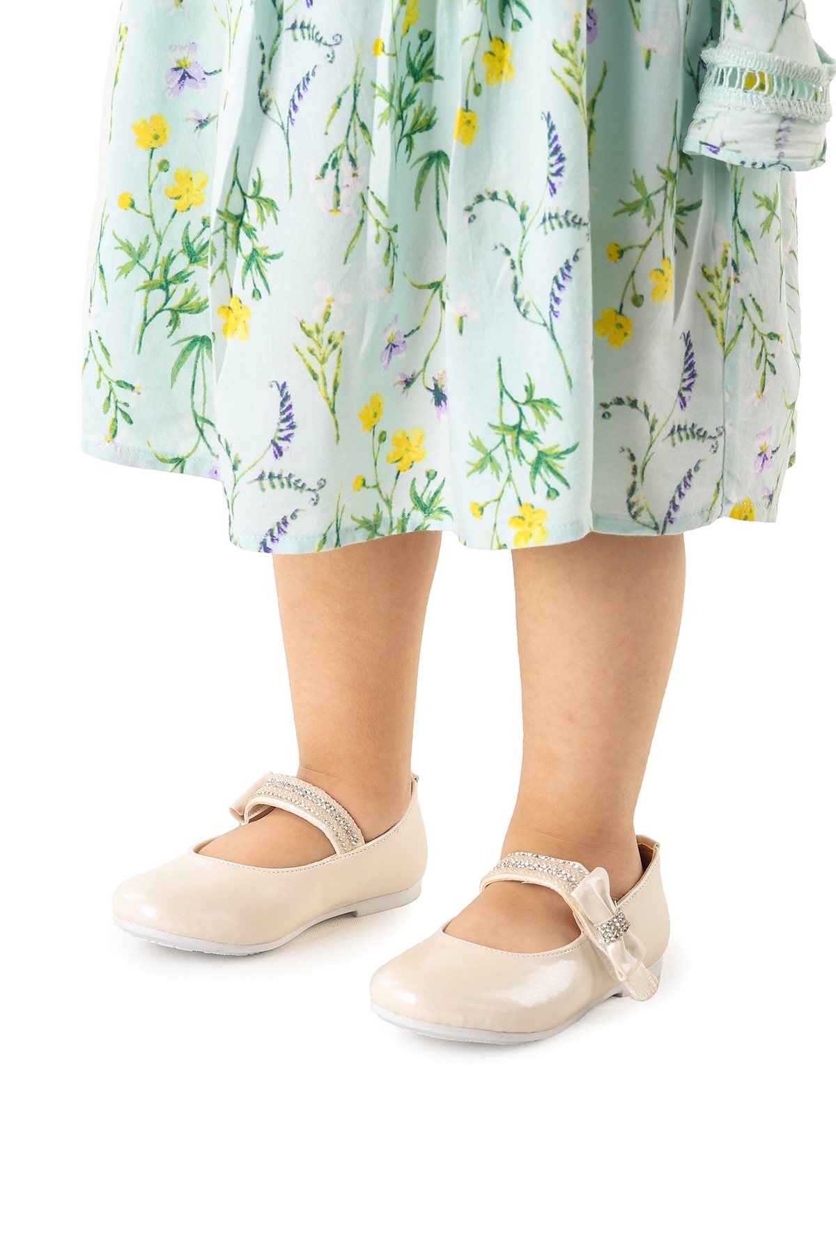 Cerry Cırtlı Kız Çocuk Taşlı Babet Ayakkabı Sedef - Görsel 5