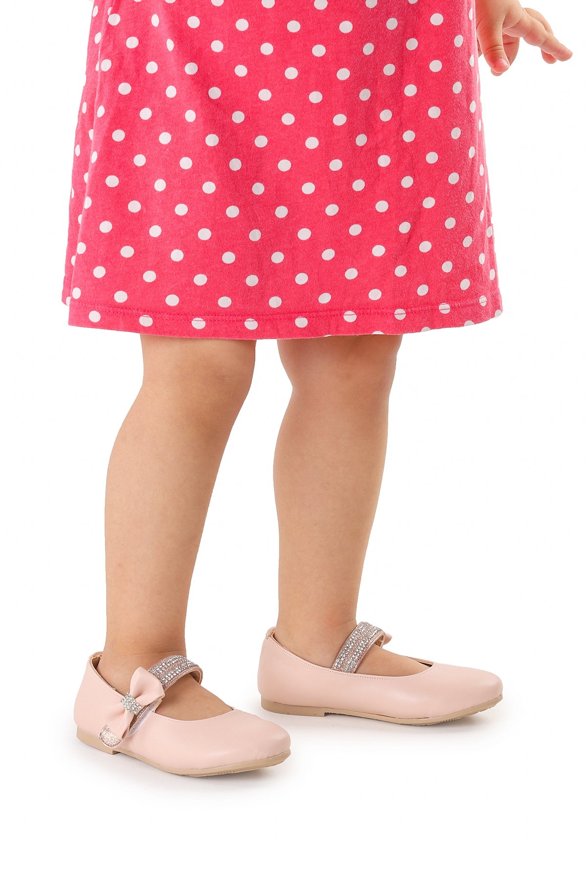 Cerry Cırtlı Kız Çocuk Taşlı Babet Ayakkabı Pudra - Görsel 5