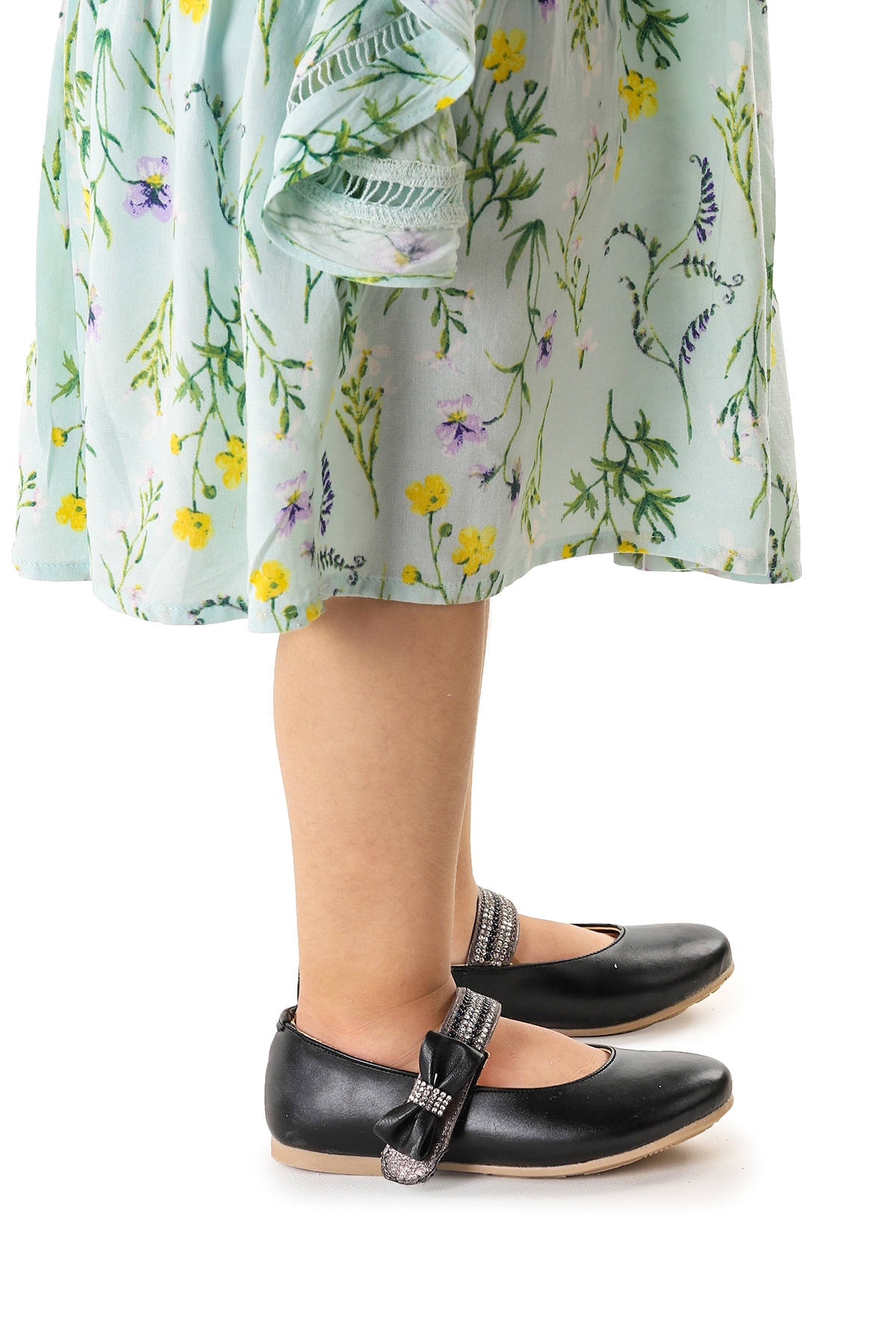 Cerry Cırtlı Kız Çocuk Taşlı Babet Ayakkabı Siyah - Görsel 3