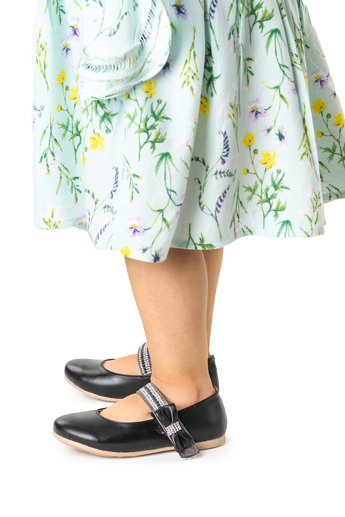 Cerry Cırtlı Kız Çocuk Taşlı Babet Ayakkabı Siyah - Görsel 4