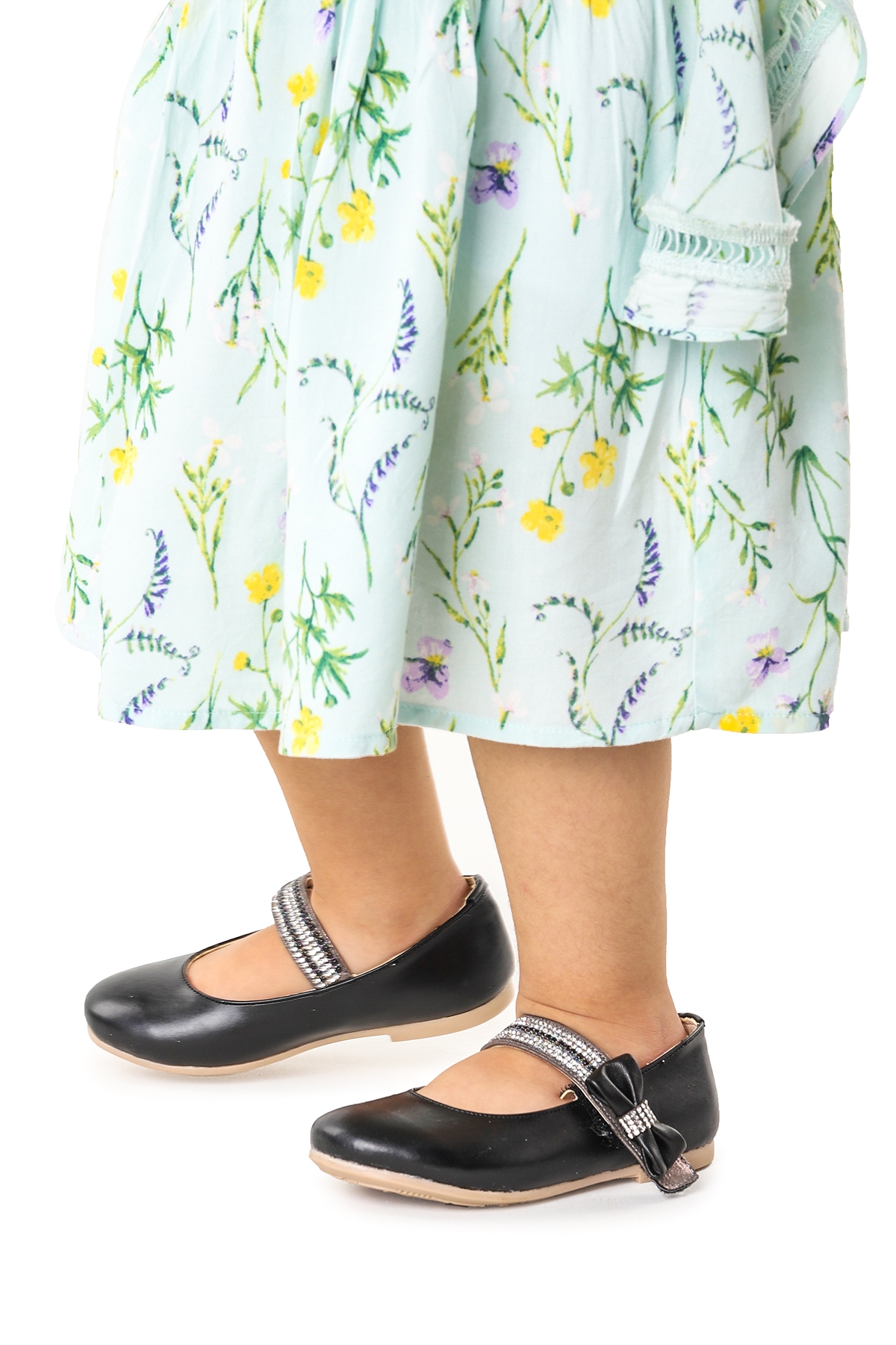 Cerry Cırtlı Kız Çocuk Taşlı Babet Ayakkabı Siyah - Görsel 5