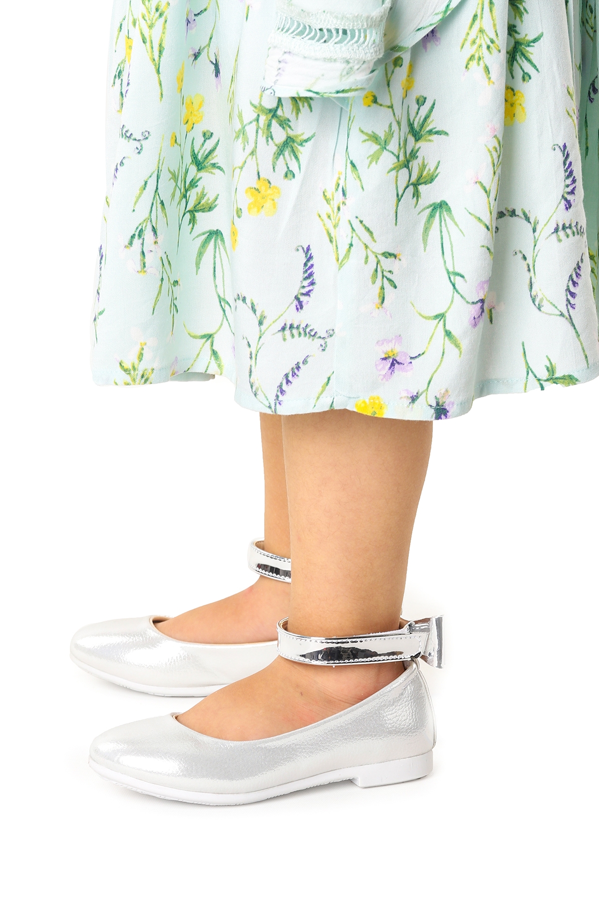 Cırtlı Kız Çocuk Fiyonklu Babet Ayakkabı Ege 205 Vakko Bilekten Bağlamalı Sedef - Görsel 3