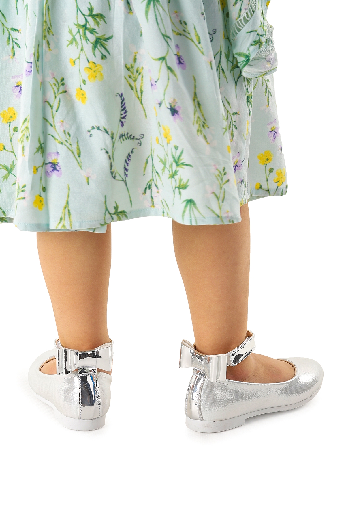 Cırtlı Kız Çocuk Fiyonklu Babet Ayakkabı Ege 205 Vakko Bilekten Bağlamalı Sedef - Görsel 5