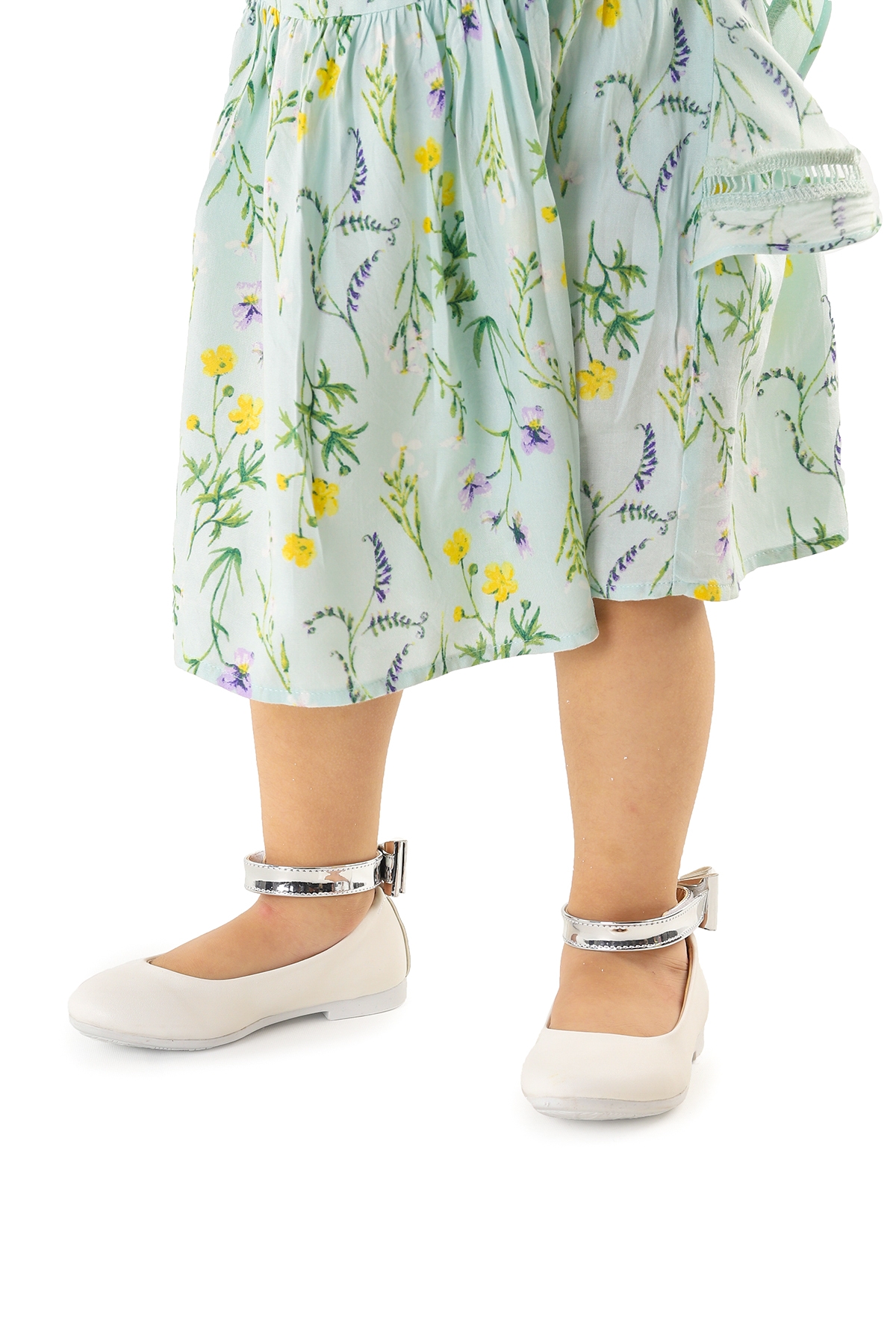 Cırtlı Kız Çocuk Fiyonklu Babet Ayakkabı Ege 205 Cilt Bilekten Bağlamalı Beyaz - Görsel 3